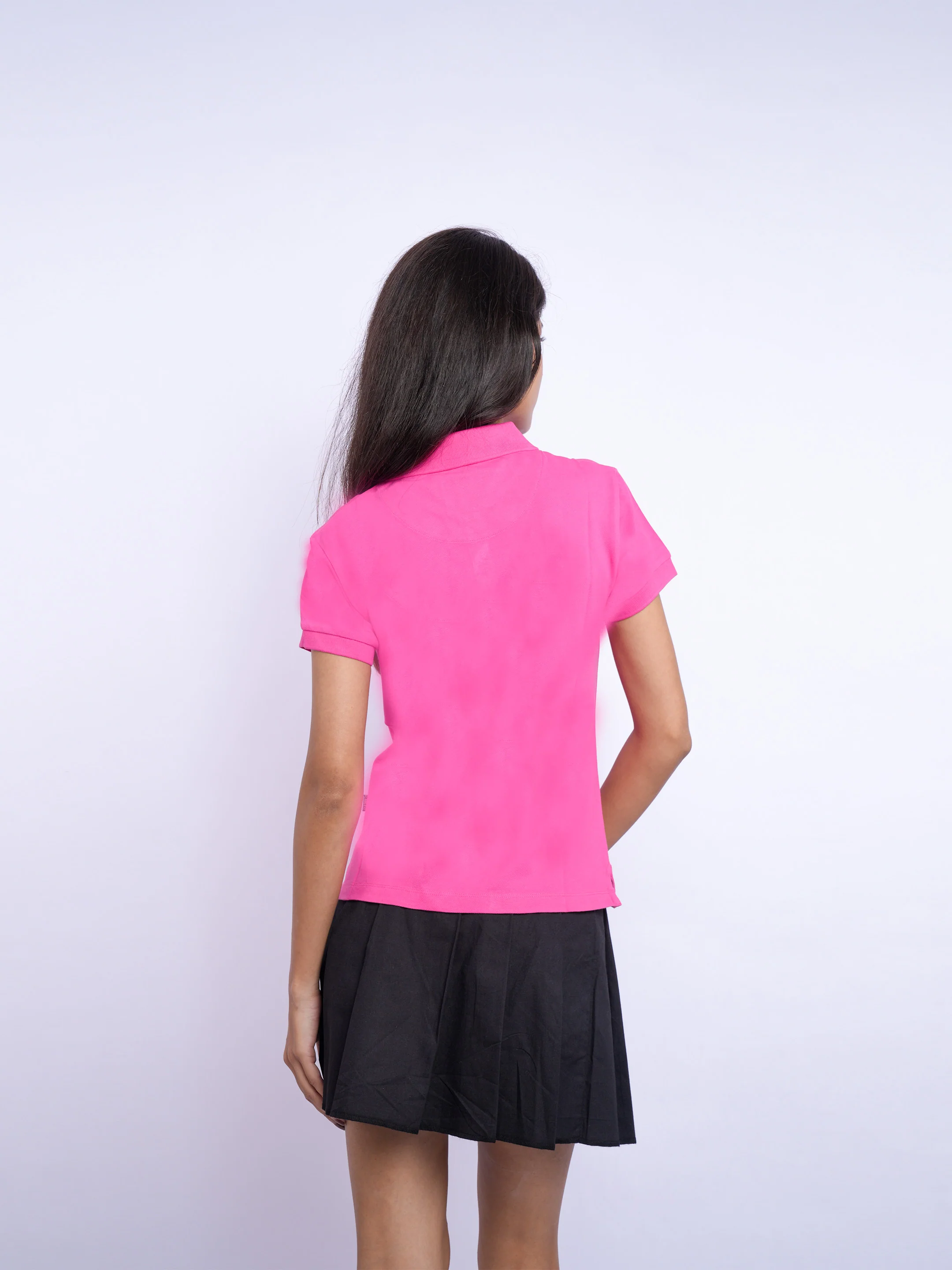 Flawless Women Organic Pink Rush Polo T-Shirt - Image 7