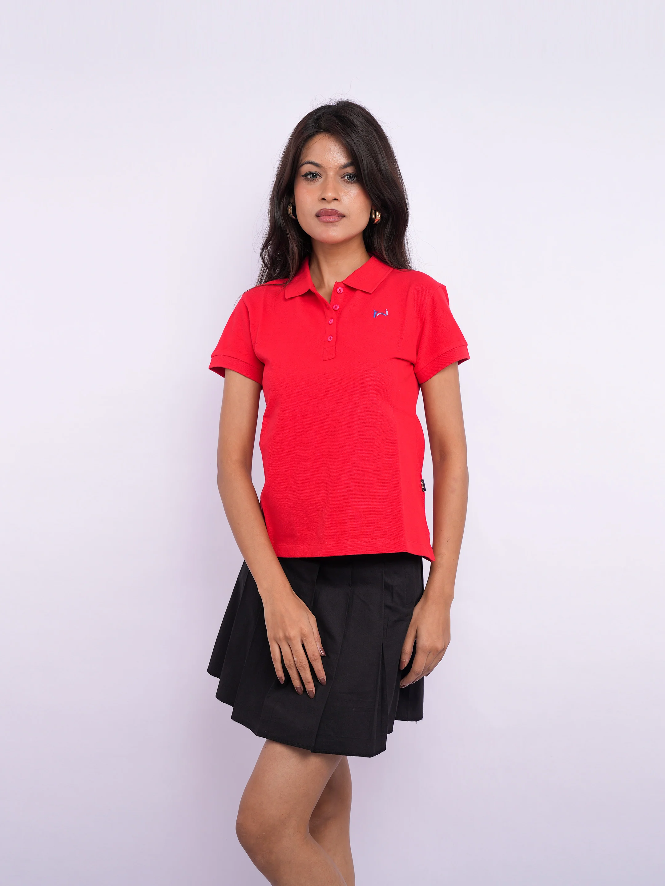 Flawless Women Red Organic Polo T-Shirt - Image 3