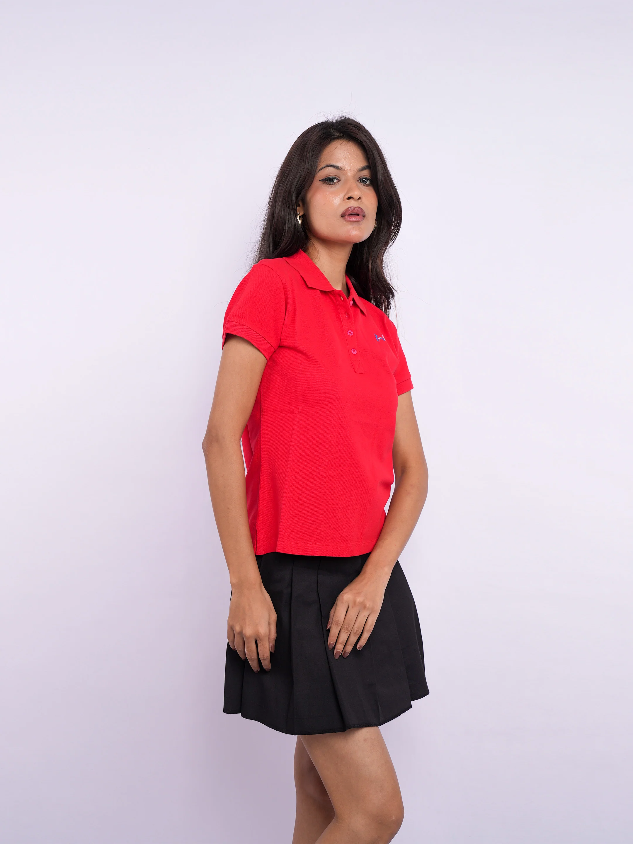 Flawless Women Red Organic Polo T-Shirt - Image 4