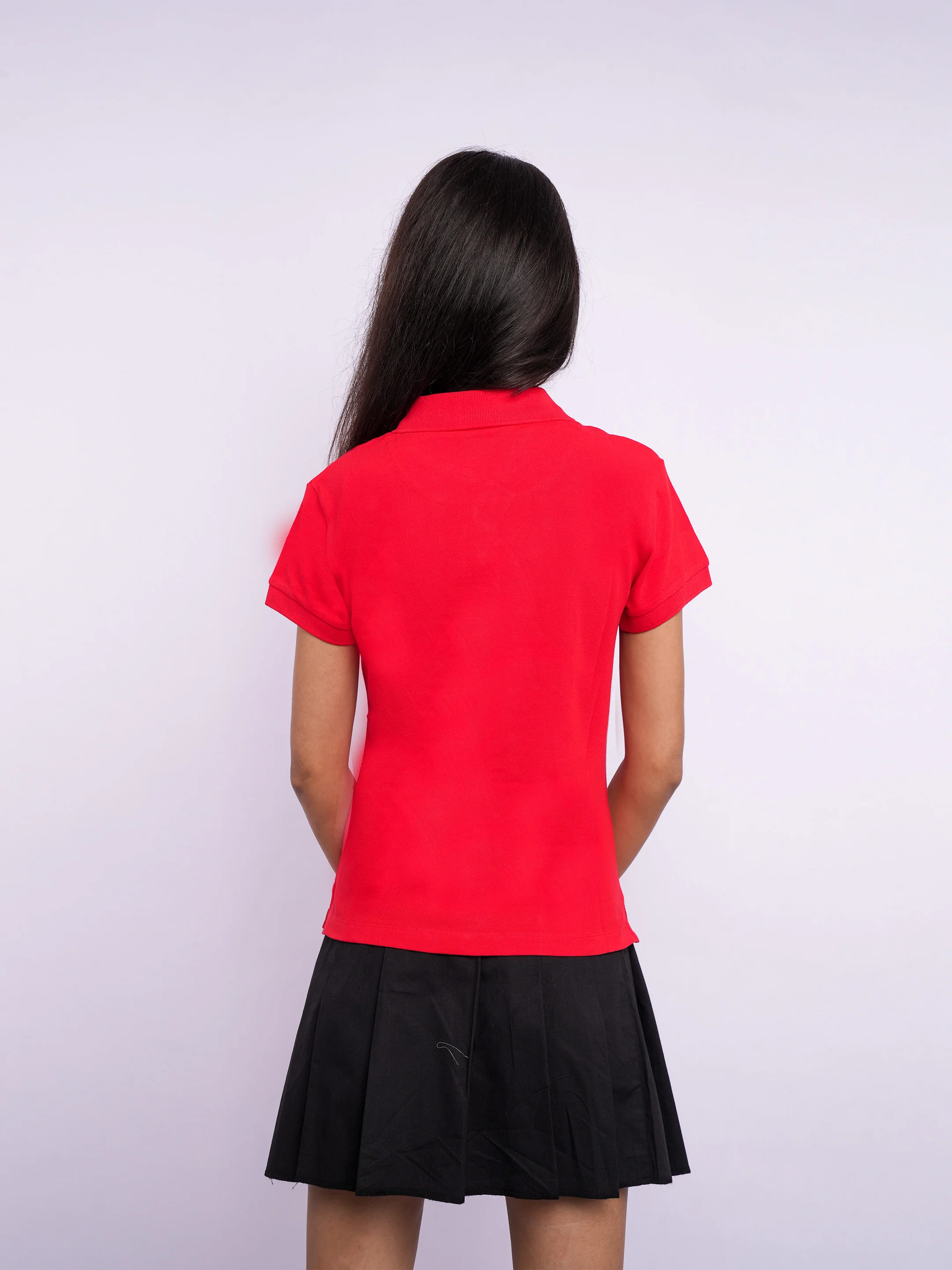 Flawless Women Red Organic Polo T-Shirt - Image 6