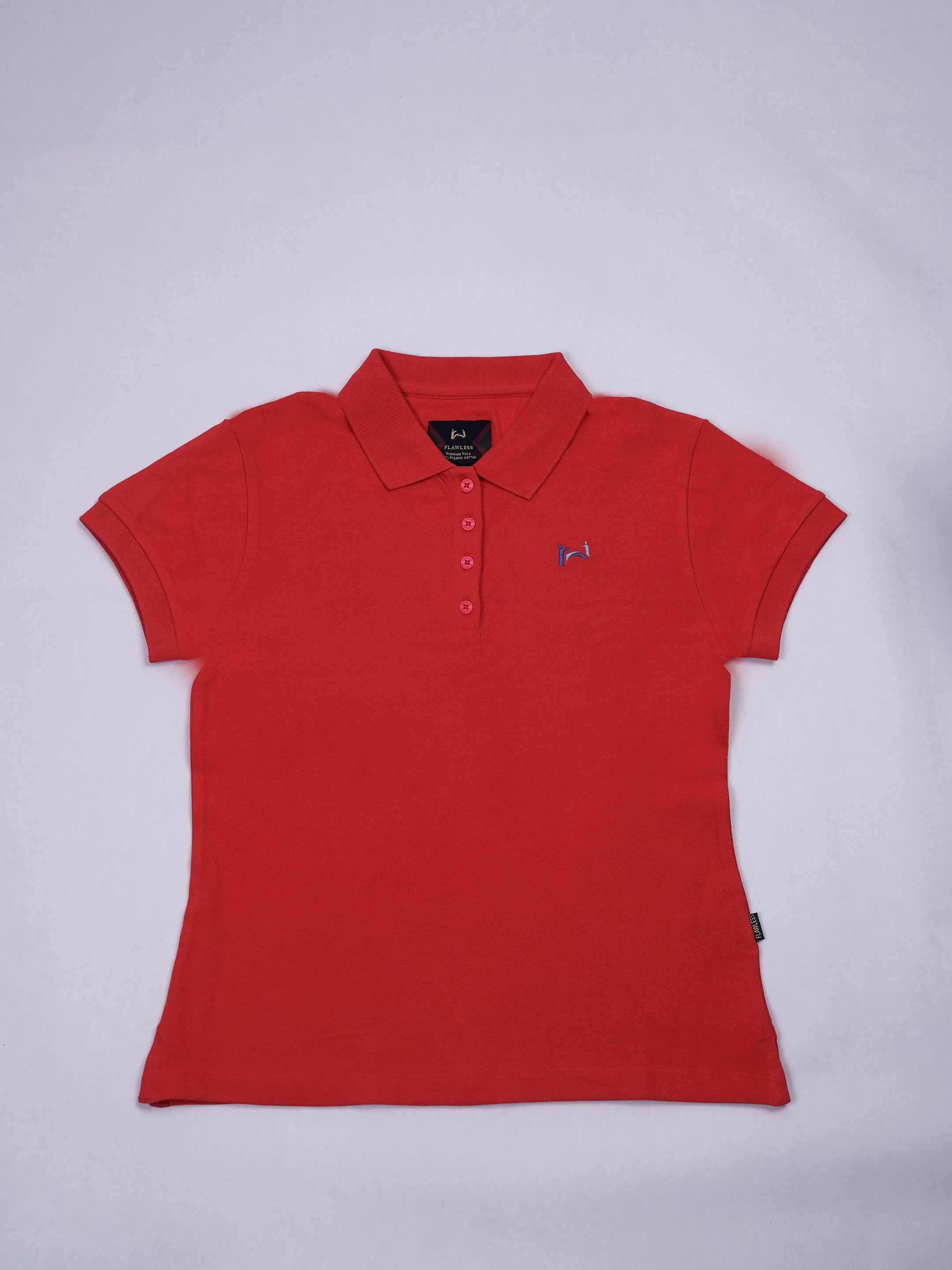 Flawless Women Red Organic Polo T-Shirt - Image 7