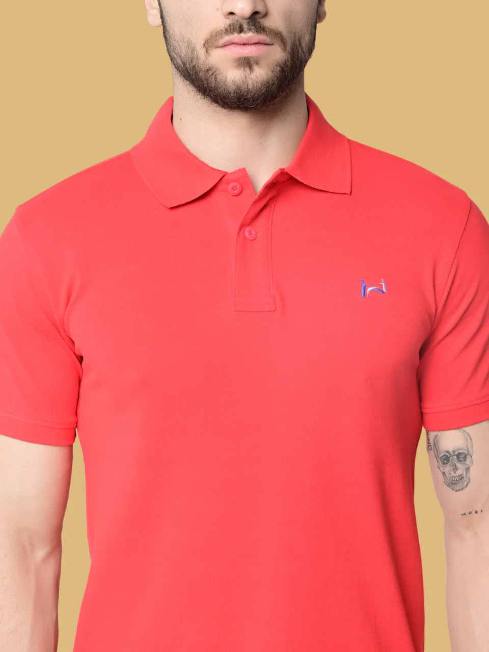 Flawless Men Red Organic Polo T-Shirt - Image 3
