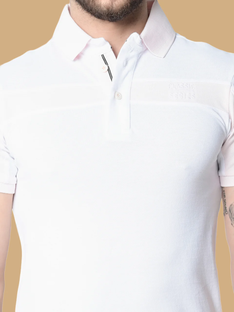 Flawless Organic Sensible White Bug Polo T-Shirt - Image 3