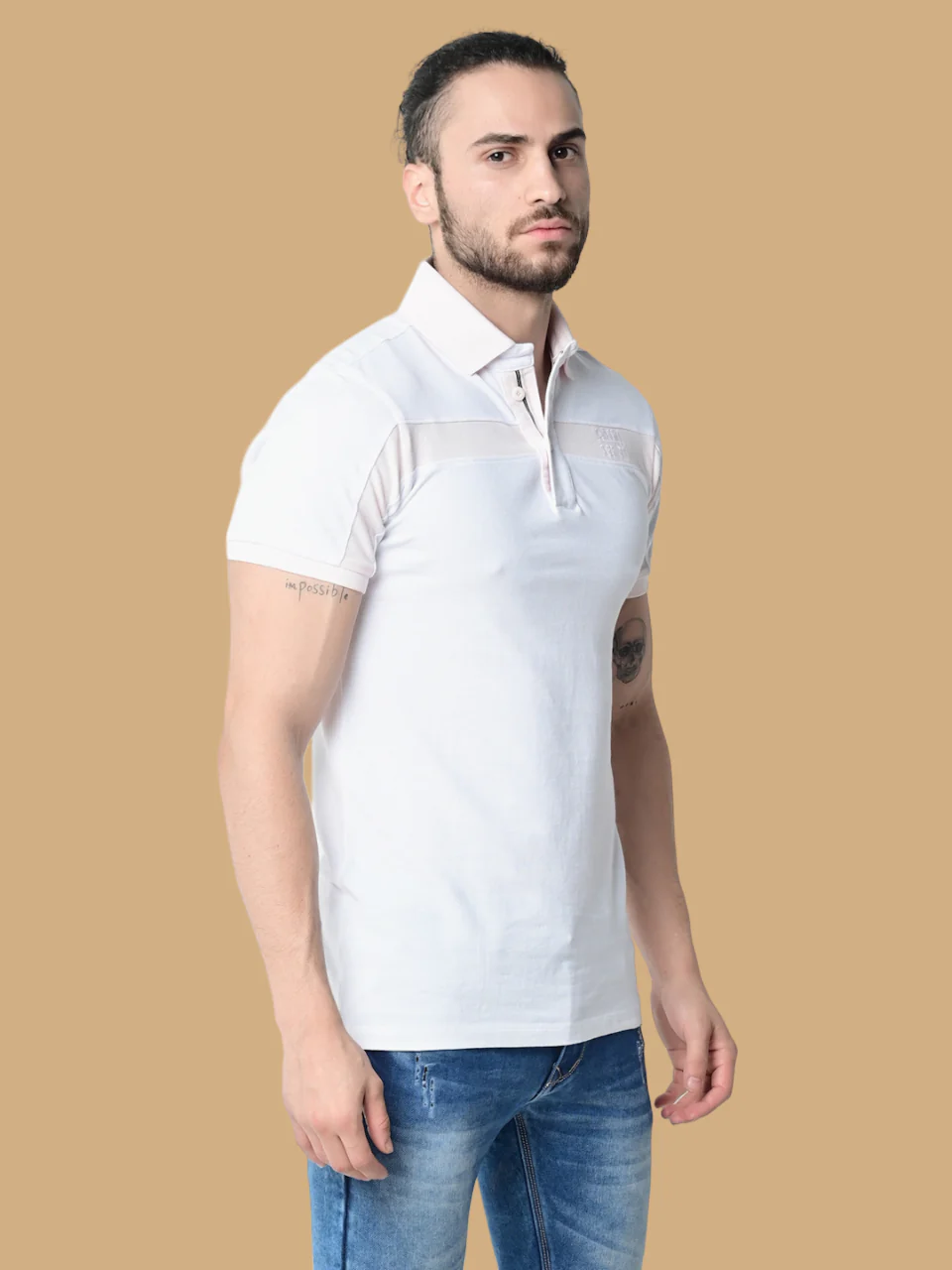 Flawless Organic Sensible White Bug Polo T-Shirt - Image 4