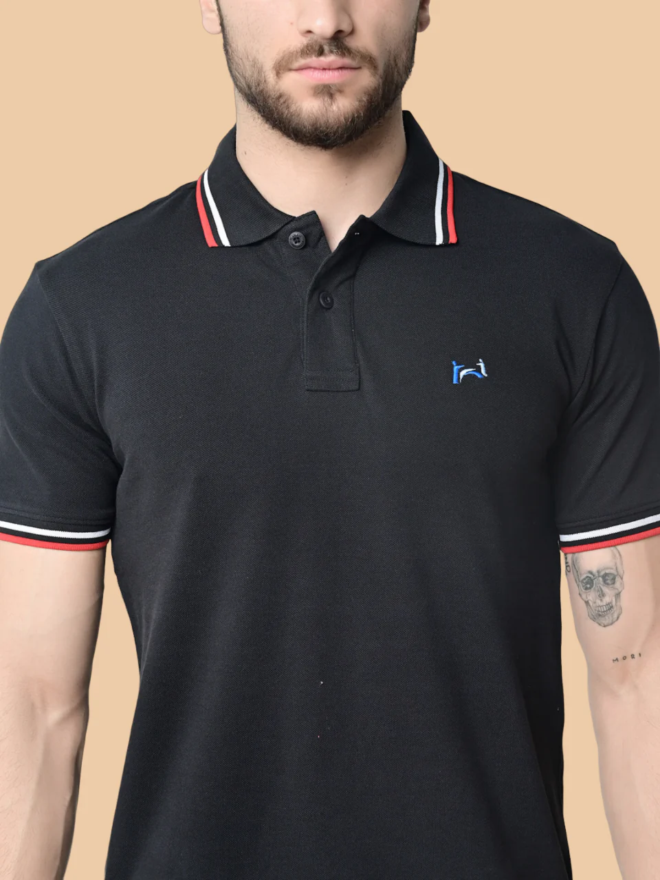 Flawless Men Steady Black Organic Polo T-Shirt - Image 3