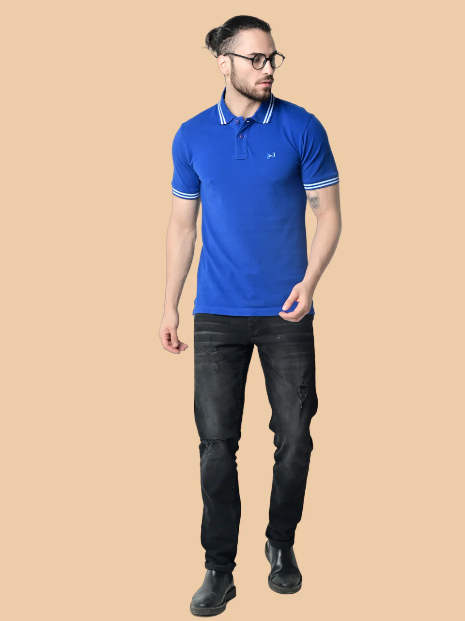 Flawless Men Super Blue Organic Polo T-Shirt - Image 5