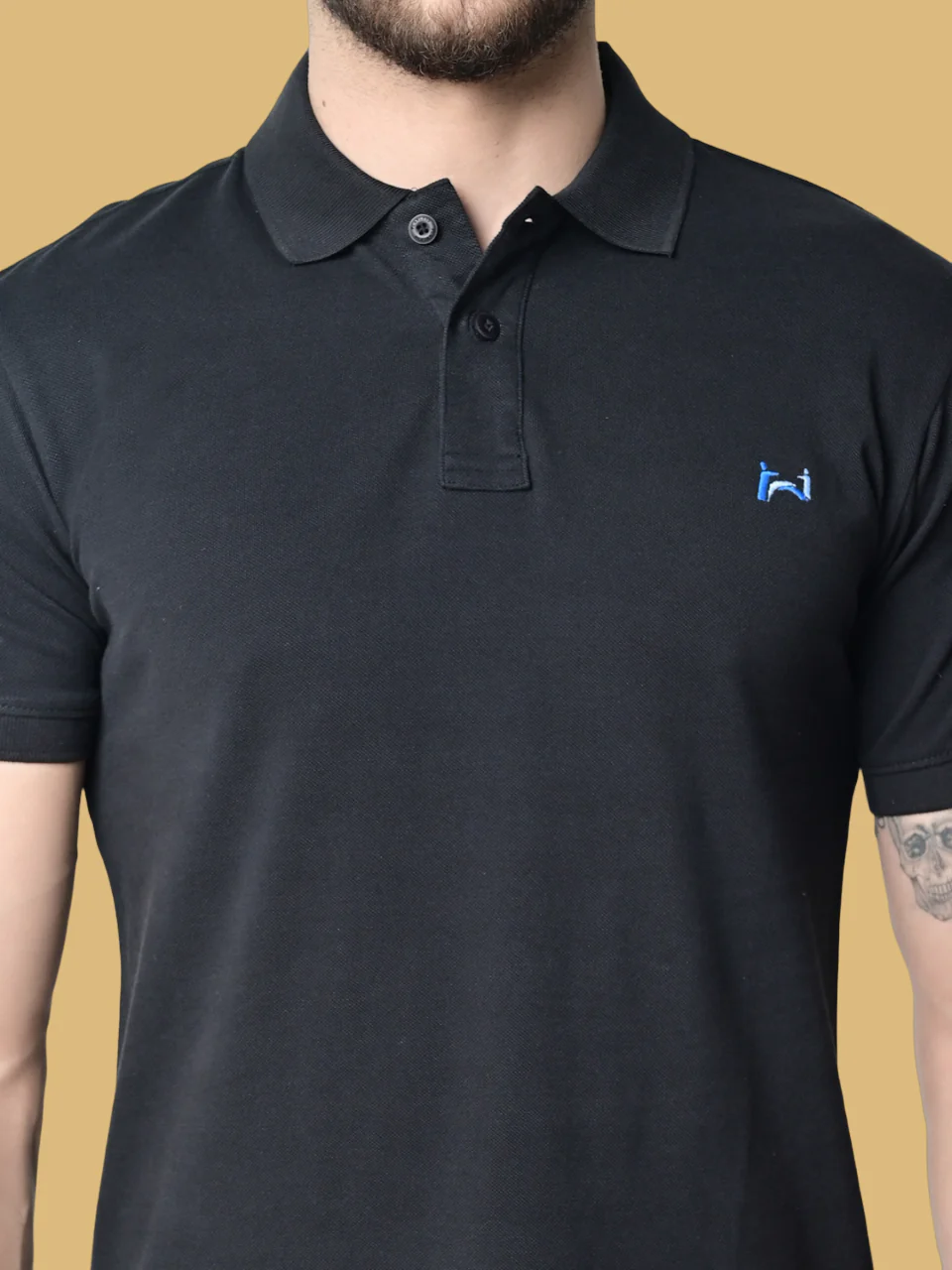 Flawless Men Organic Black Swag Polo T-Shirt - Image 3