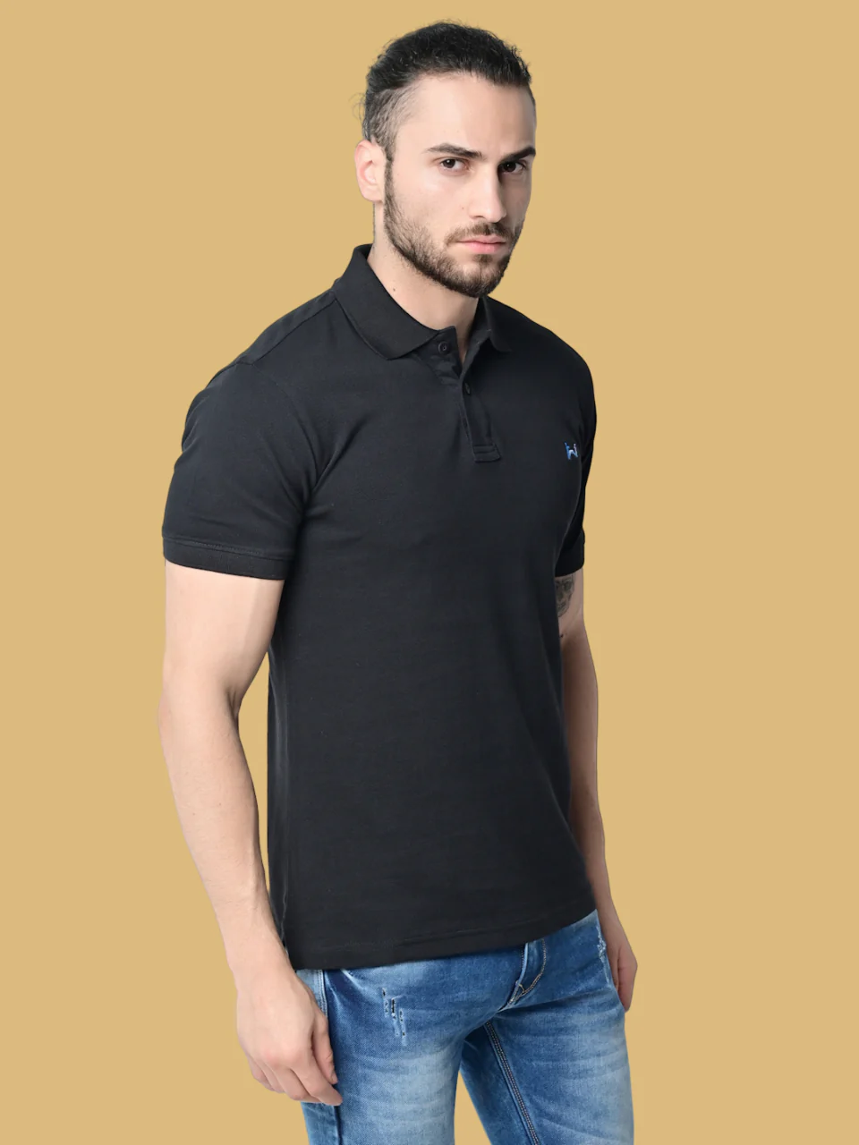 Flawless Men Organic Black Swag Polo T-Shirt - Image 4