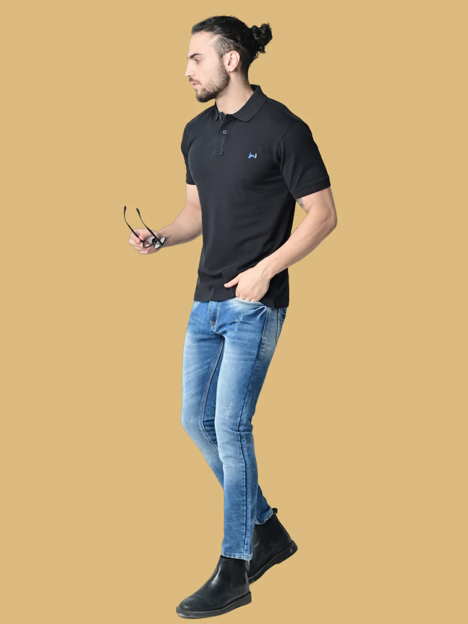 Flawless Men Organic Black Swag Polo T-Shirt - Image 5