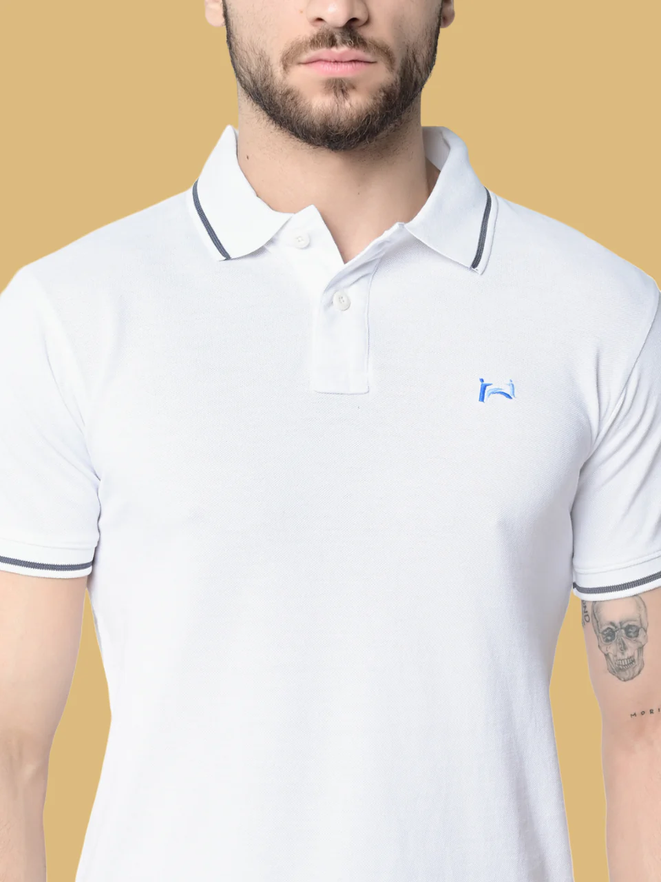 Flawless Men Organic White Swan Polo T-Shirt - Image 3