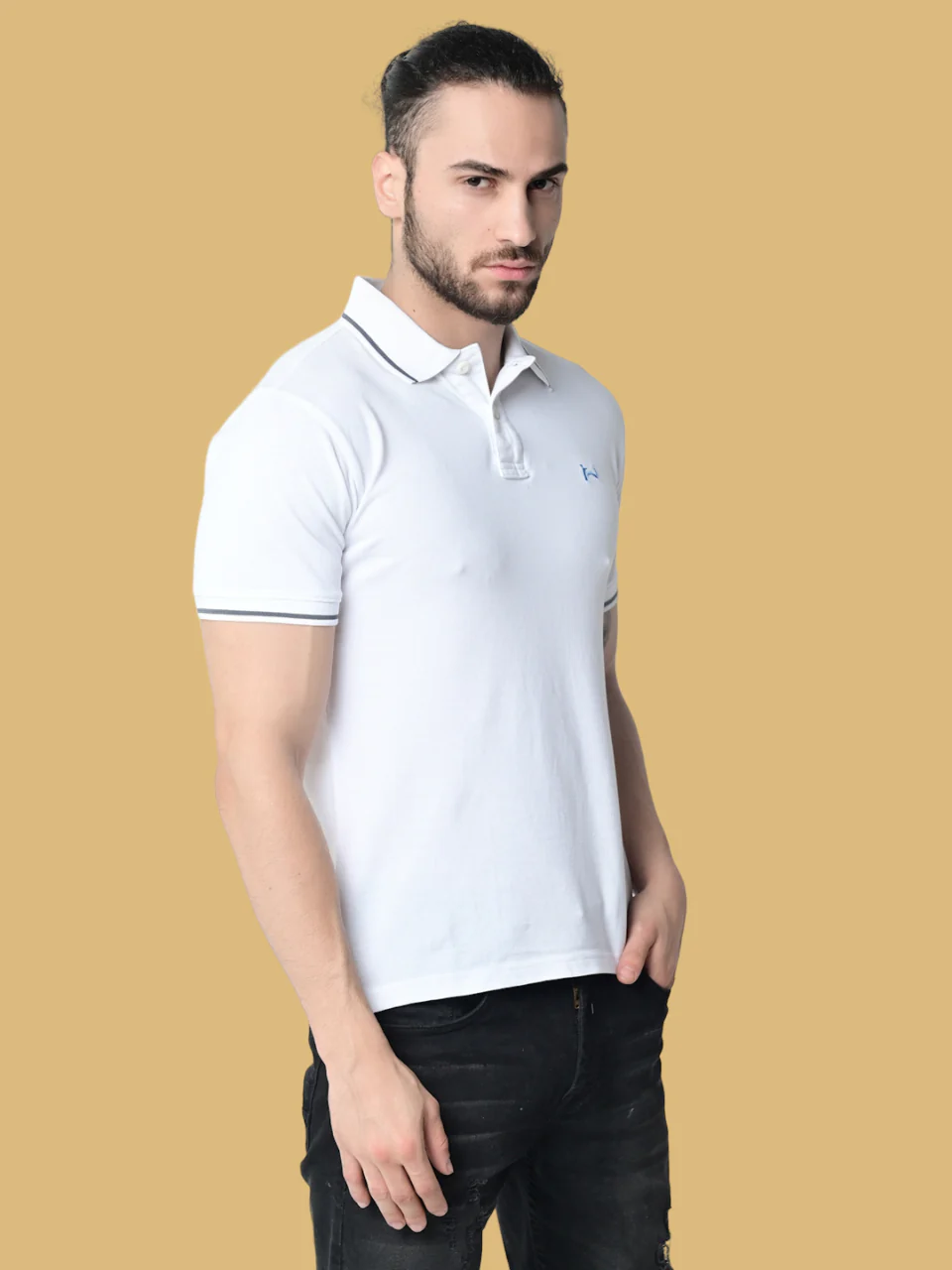 Flawless Men Organic White Swan Polo T-Shirt - Image 4