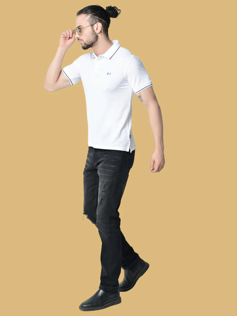 Flawless Men Organic White Swan Polo T-Shirt - Image 5