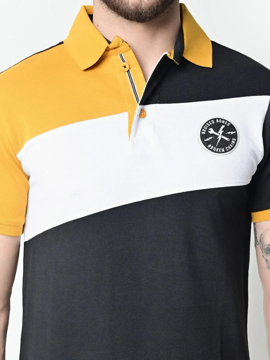 Flawless Men Organic Trio Mustard Polo T-Shirt - Image 4