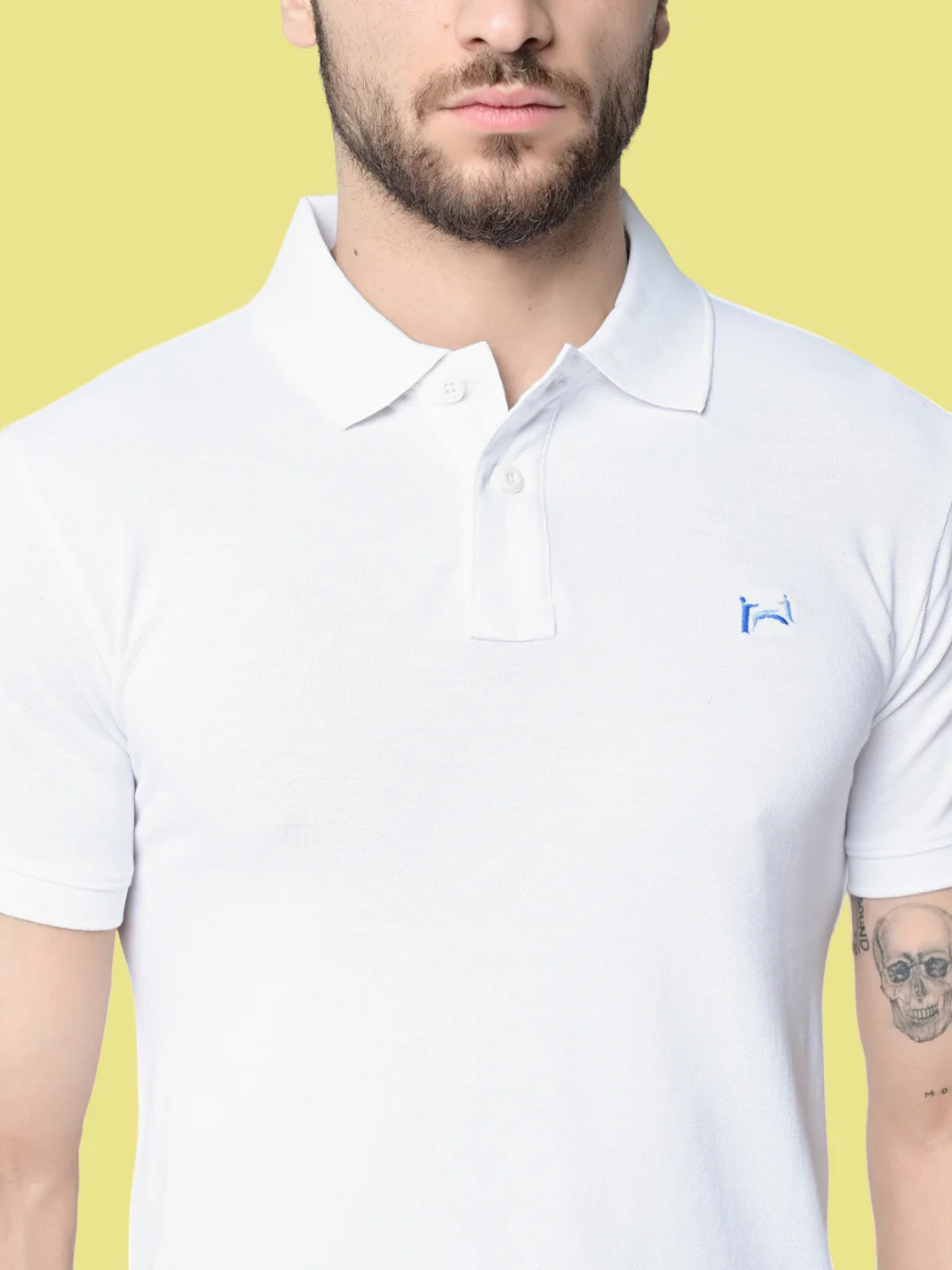 Flawless Men Organic Impression White Polo T-Shirt - Image 3