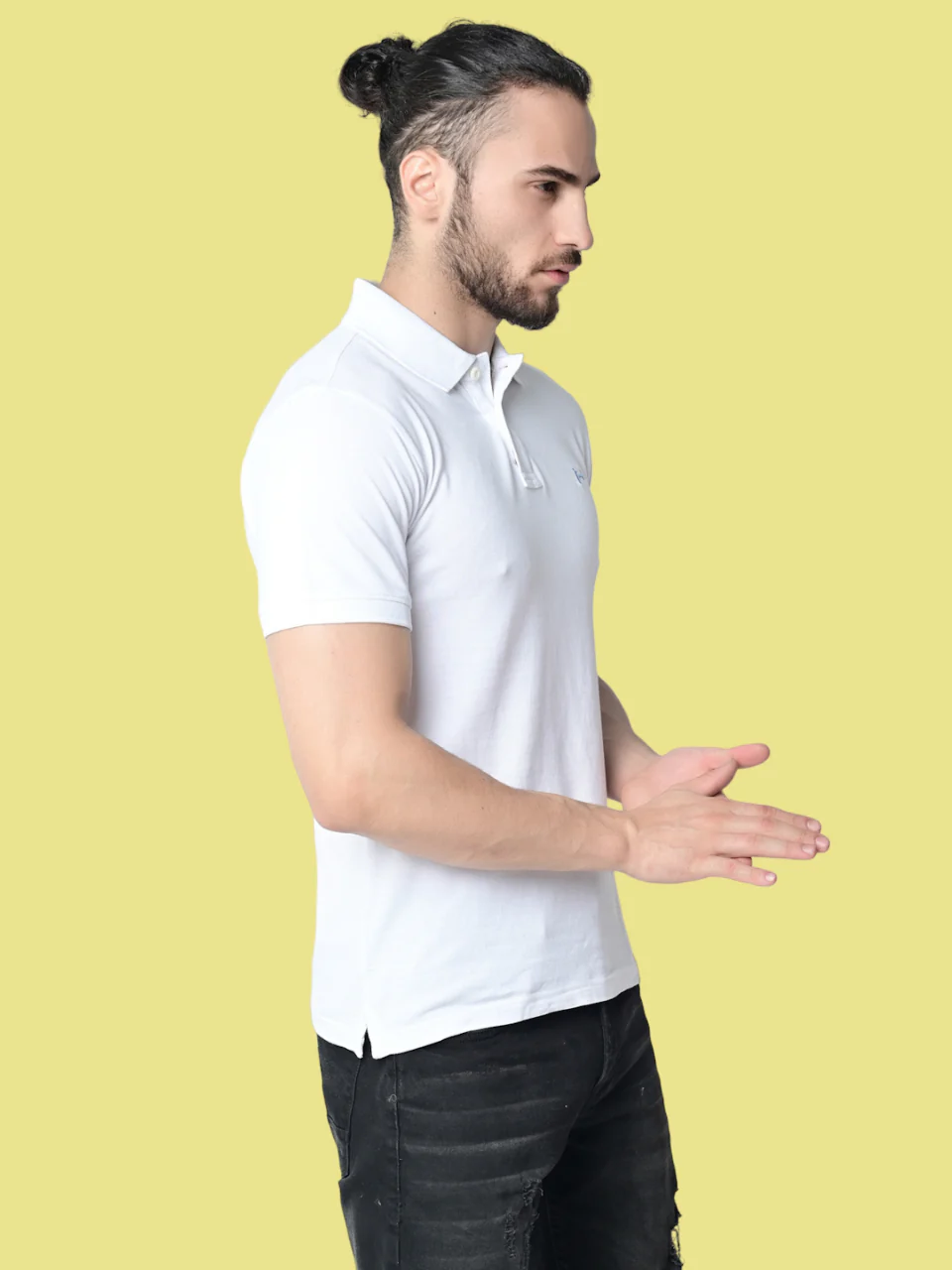 Flawless Men Organic Impression White Polo T-Shirt - Image 4