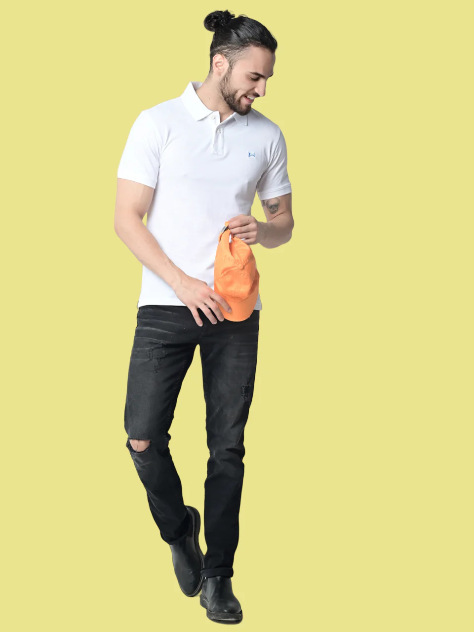 Flawless Men Organic Impression White Polo T-Shirt - Image 5