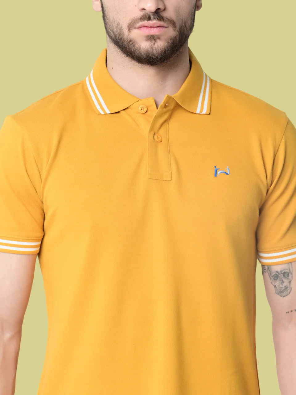 Flawless Steady Mustard Organic Polo T-Shirt - Image 3