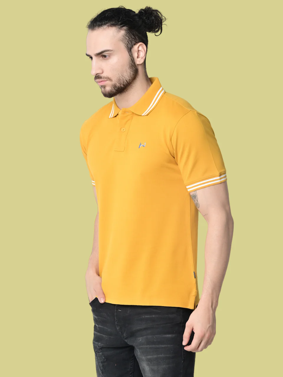 Flawless Steady Mustard Organic Polo T-Shirt - Image 4