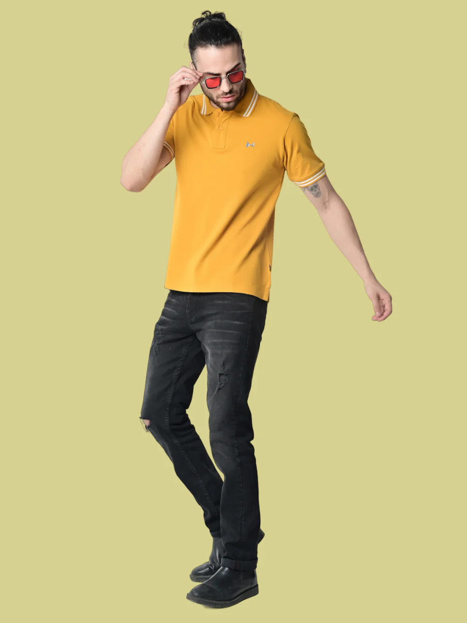Flawless Steady Mustard Organic Polo T-Shirt - Image 5