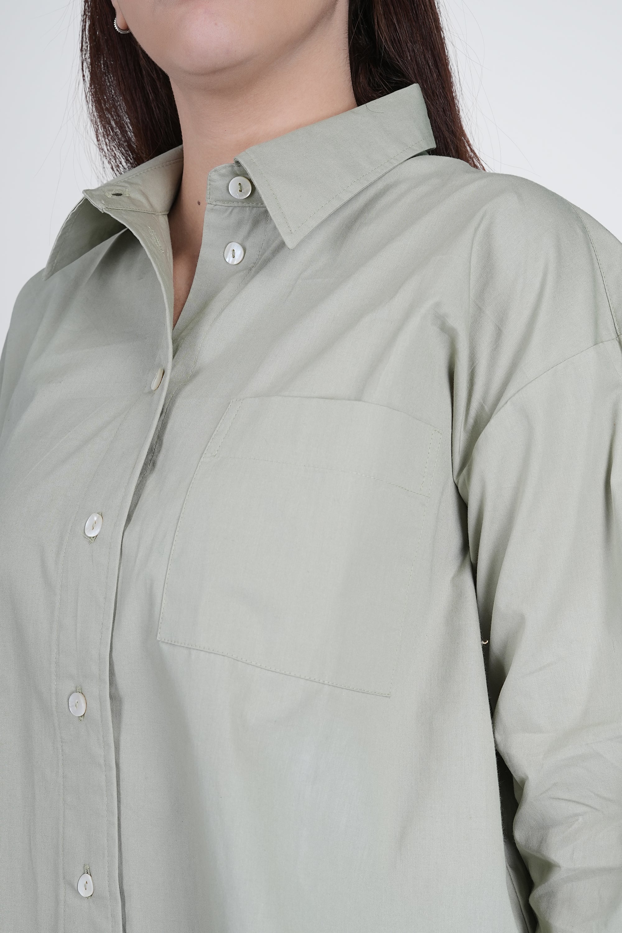 Oversized Cotton Rage Green Shirt for Women - Image 3