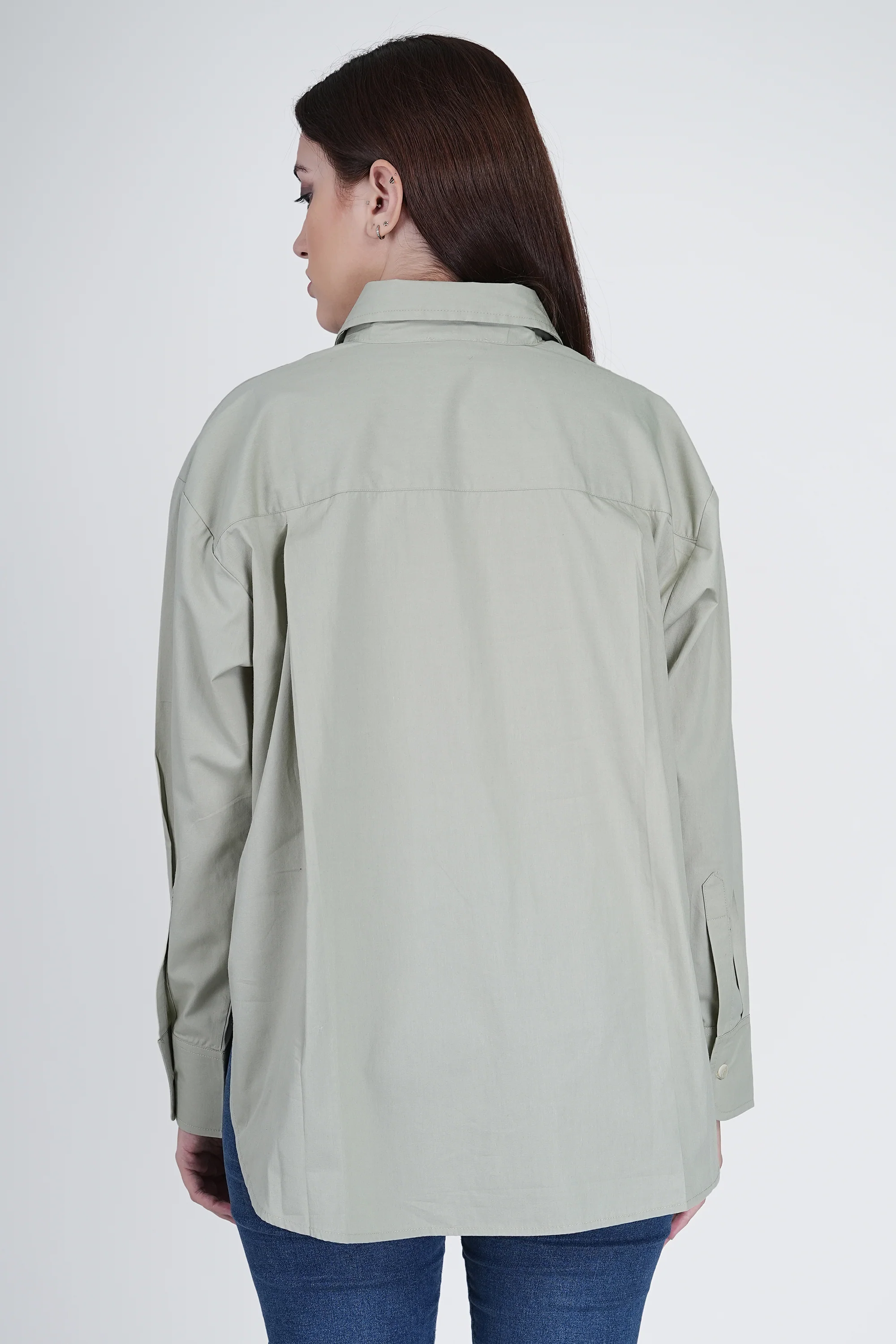 Oversized Cotton Rage Green Shirt for Women - Image 4