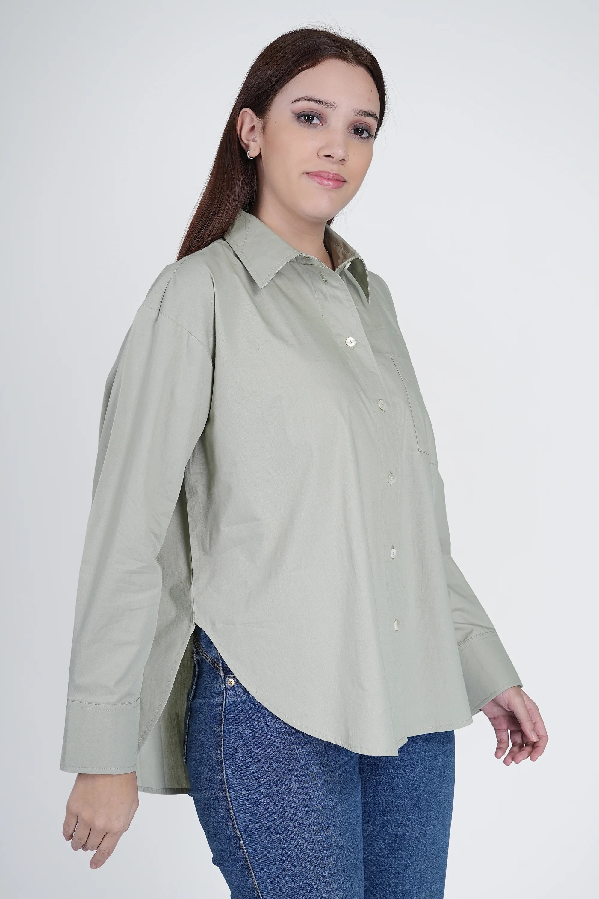 Oversized Cotton Rage Green Shirt for Women - Image 5