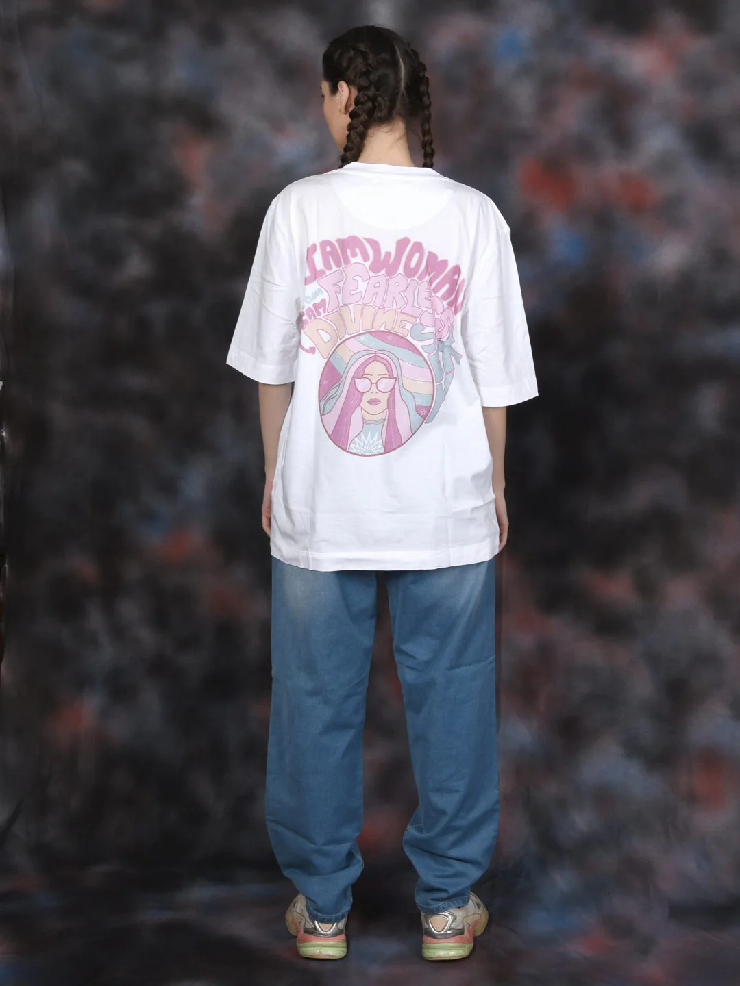 Flawless Women Fearless White Oversized T-Shirt - Image 3