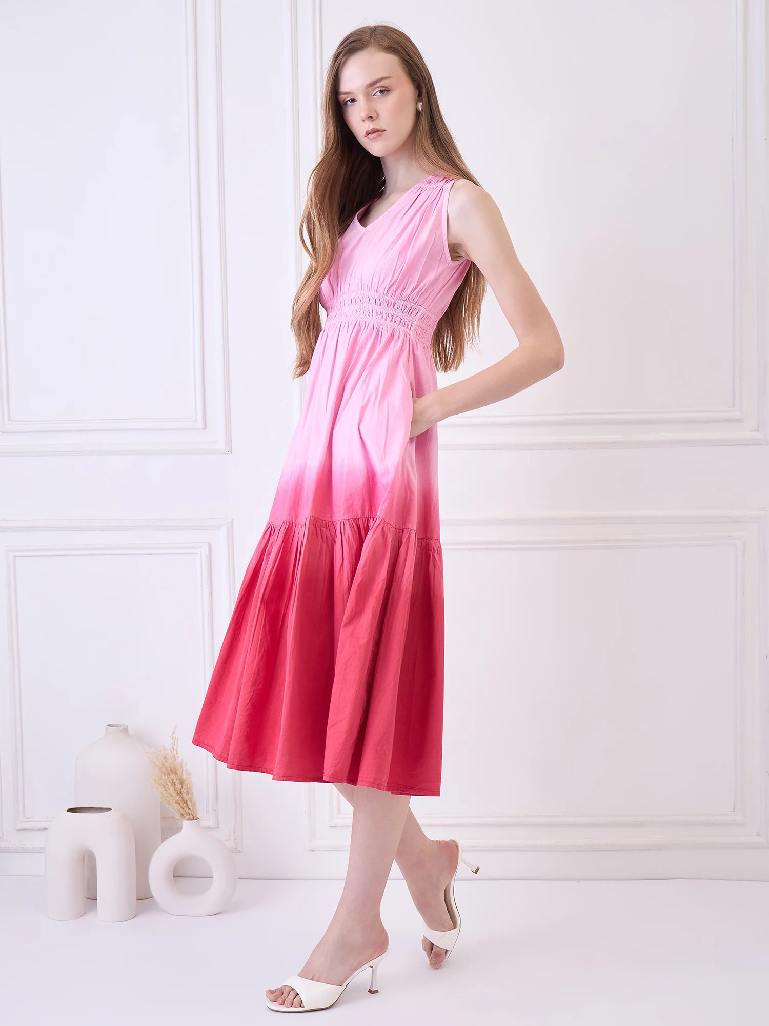 Pink Tie Dye Beachwear Coverup Dress - Image 3