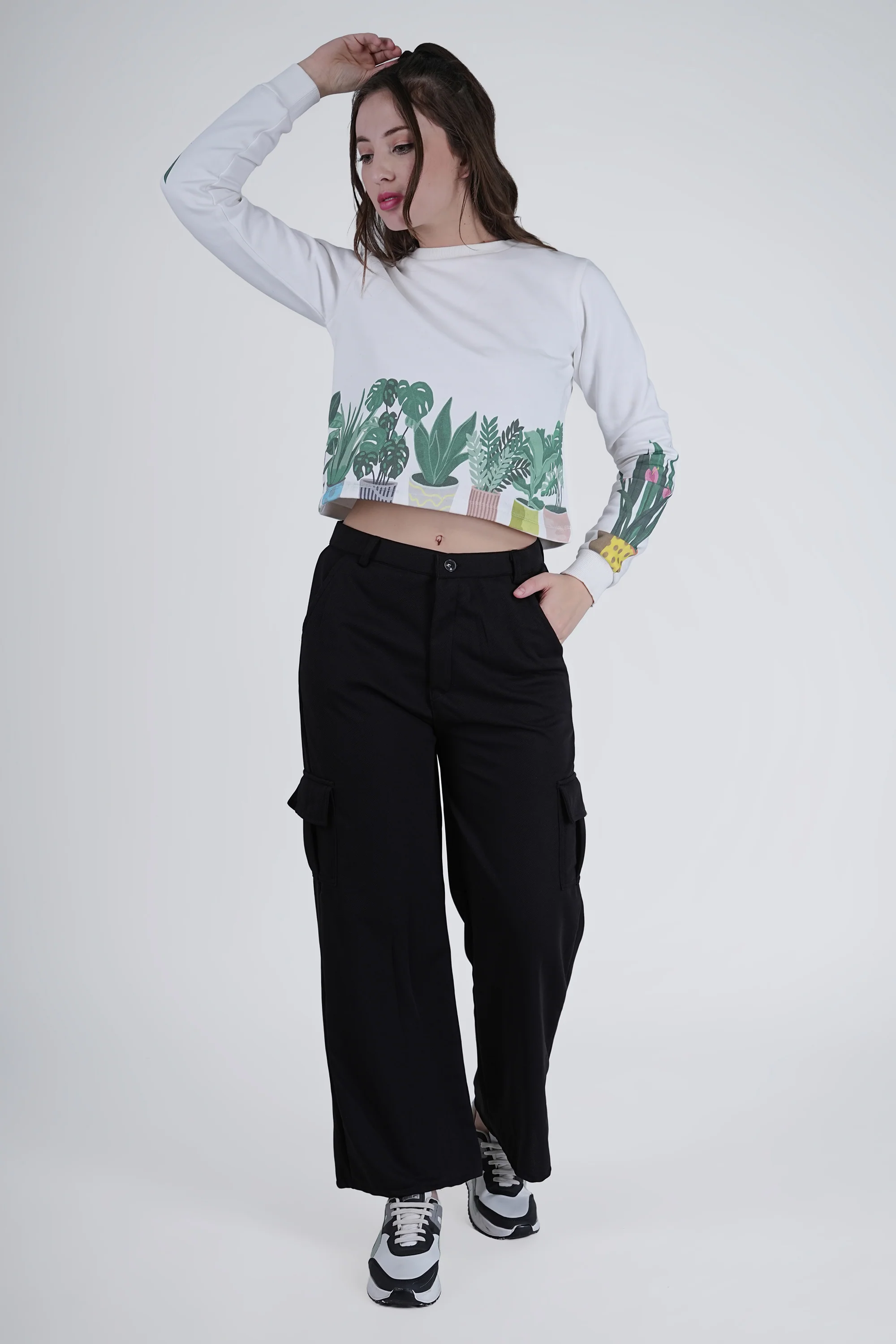 Flawless Women White Printed Sweatshirt | PLANTMANIA - Image 3
