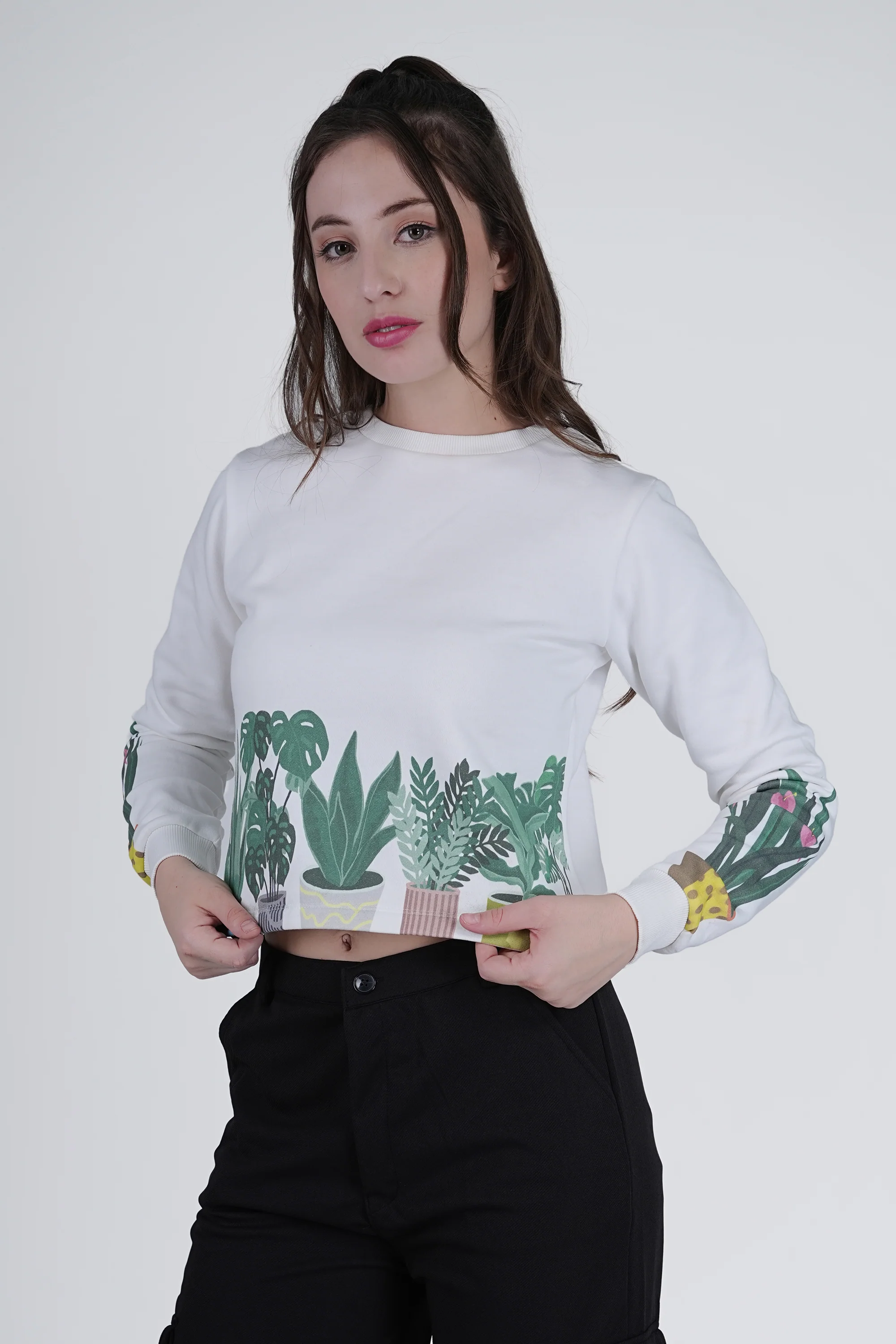 Flawless Women White Printed Sweatshirt | PLANTMANIA - Image 6