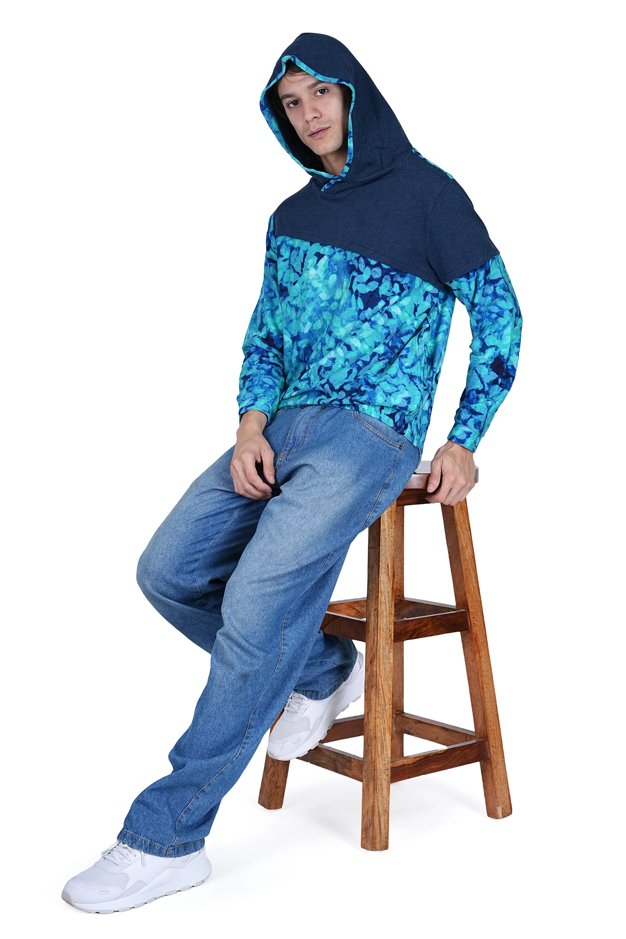 Flawless Men Blue Printed Hoodie | PRINTED-SWEATSHIRT - Image 7