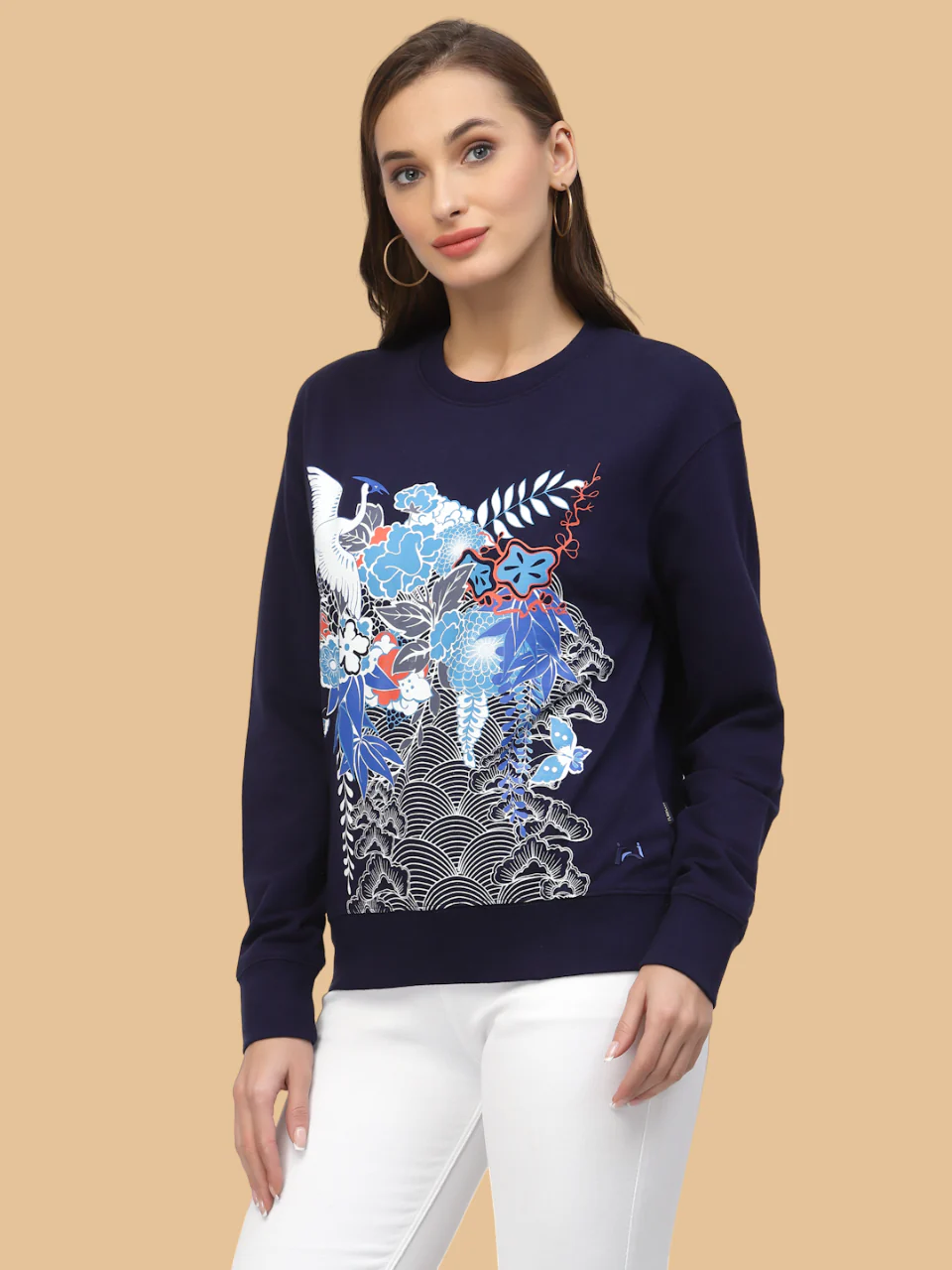 Flawless Printed Numb Navy Sweatshirt For Women - Image 4