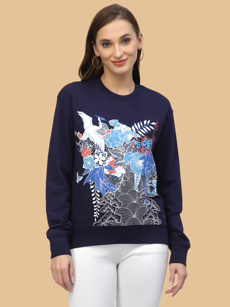 Flawless Printed Numb Navy Sweatshirt For Women - Image 5