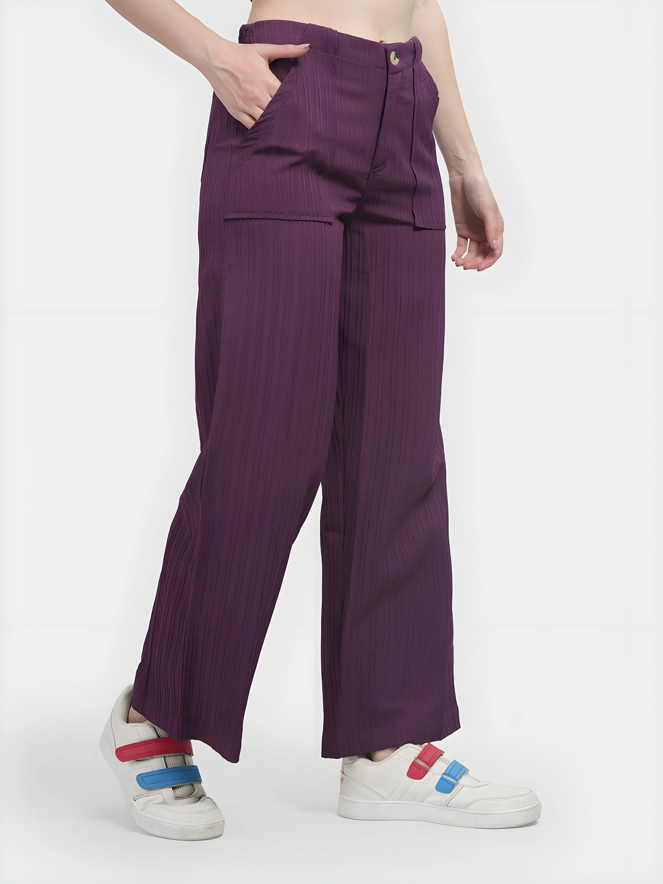 Purple Colour | Women Formal Trousers Regular Fit - Image 5