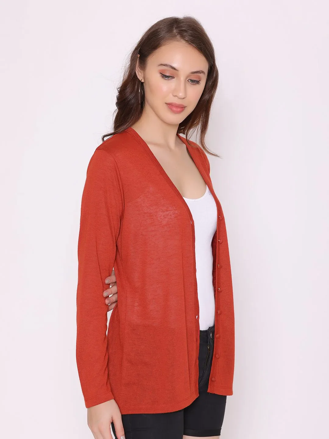 Flawless Women Red Rust Shrug - Image 4