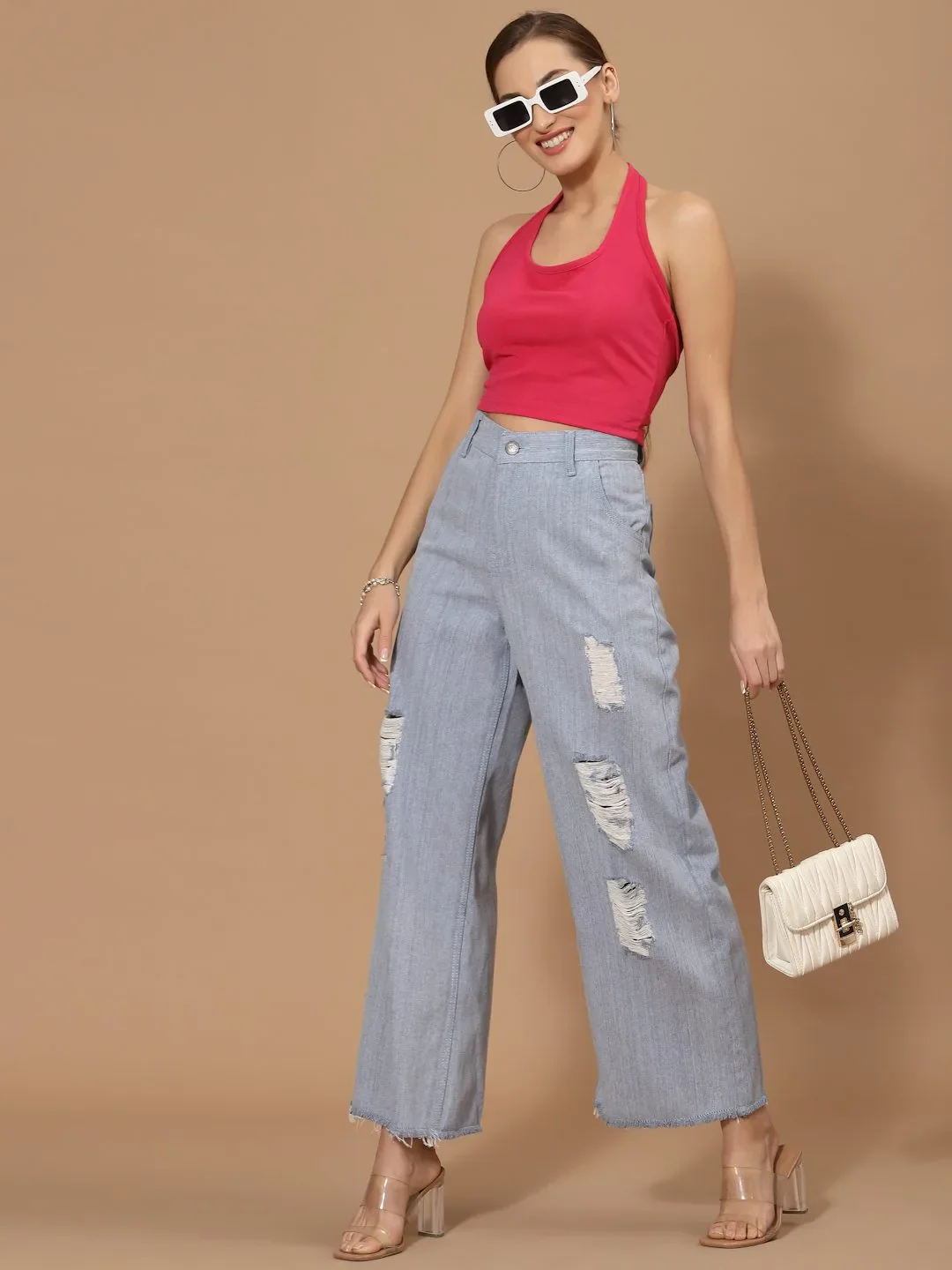 Flawless Women Sky Blue Flared Denim - Image 3