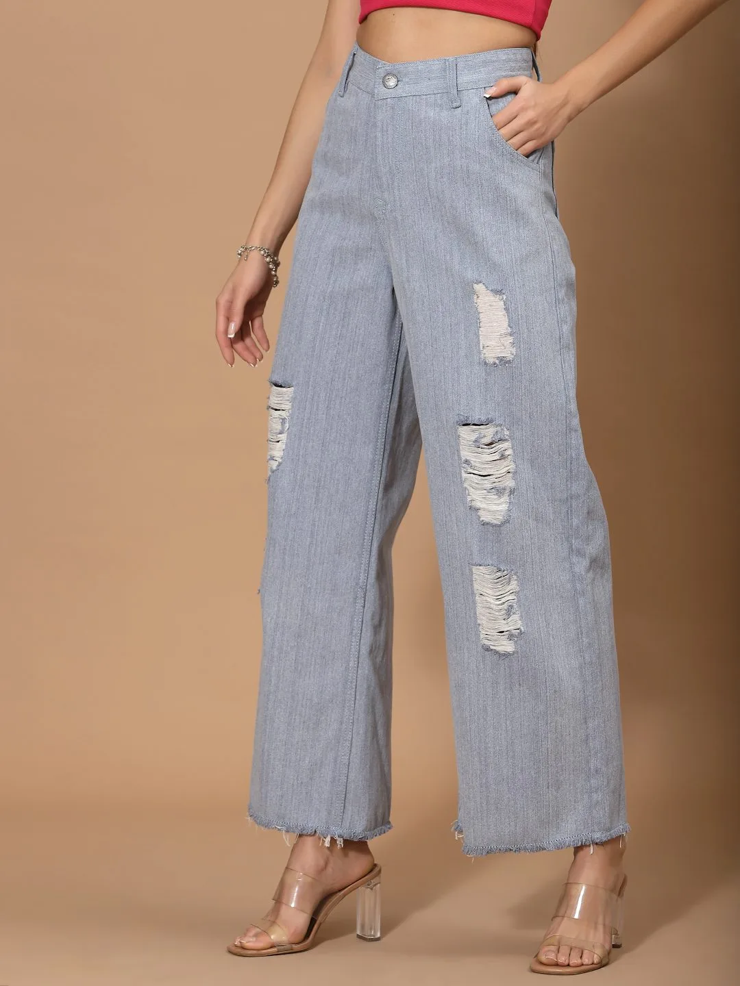 Flawless Women Sky Blue Flared Denim - Image 4