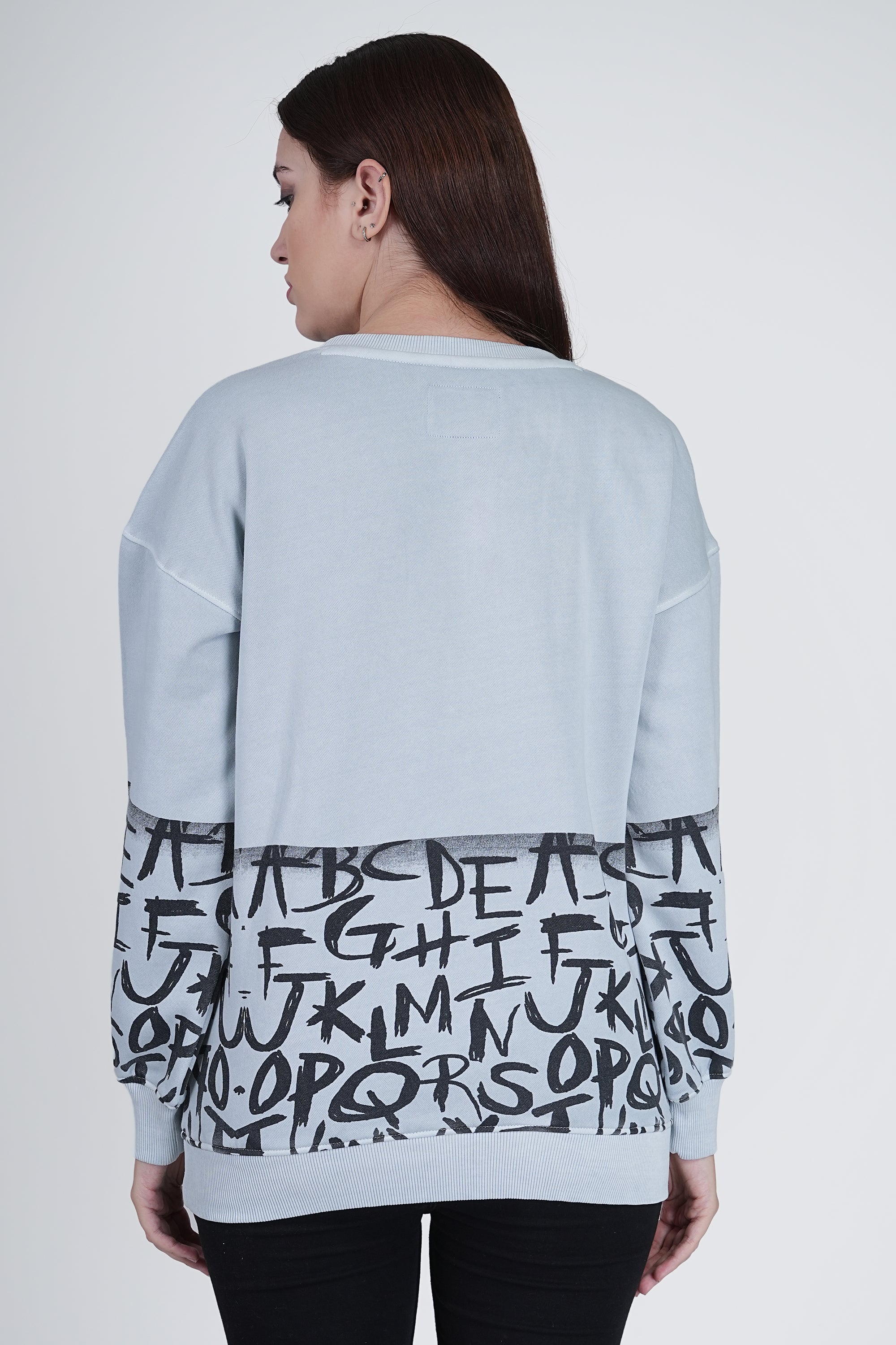 Sky Blue Printed Sweatshirt for Women - Image 5