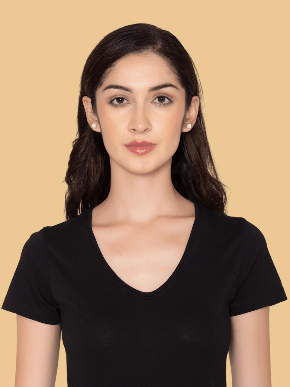 Flawless Women Black Solid Cotton T-Shirt - Image 3