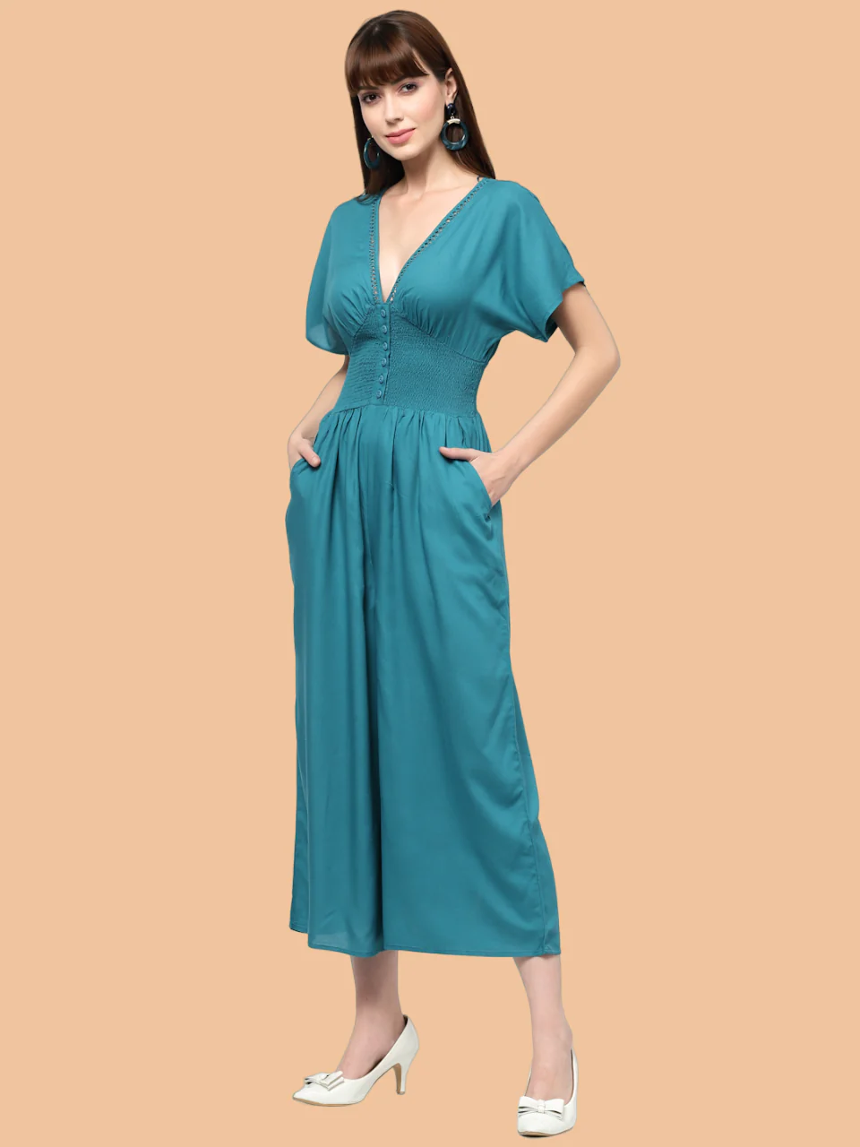 Flawless Women Thrive Teal Jumpsuit | JASMINE - Image 5
