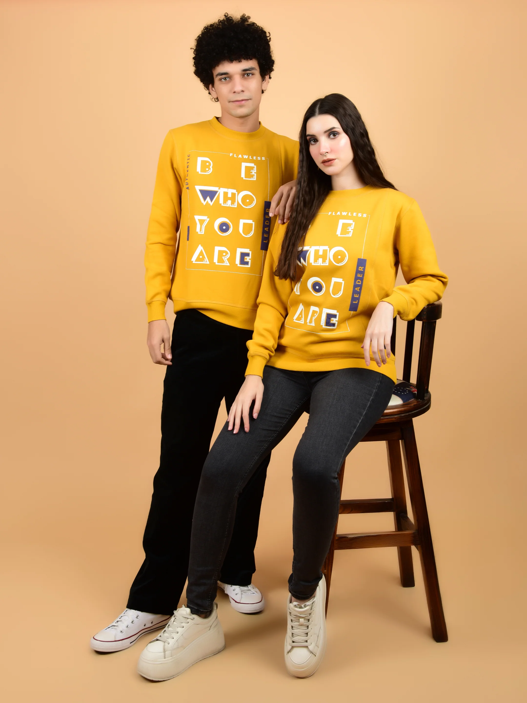 Flawless Men Typographic Swag Mustard Sweatshirt - Image 7