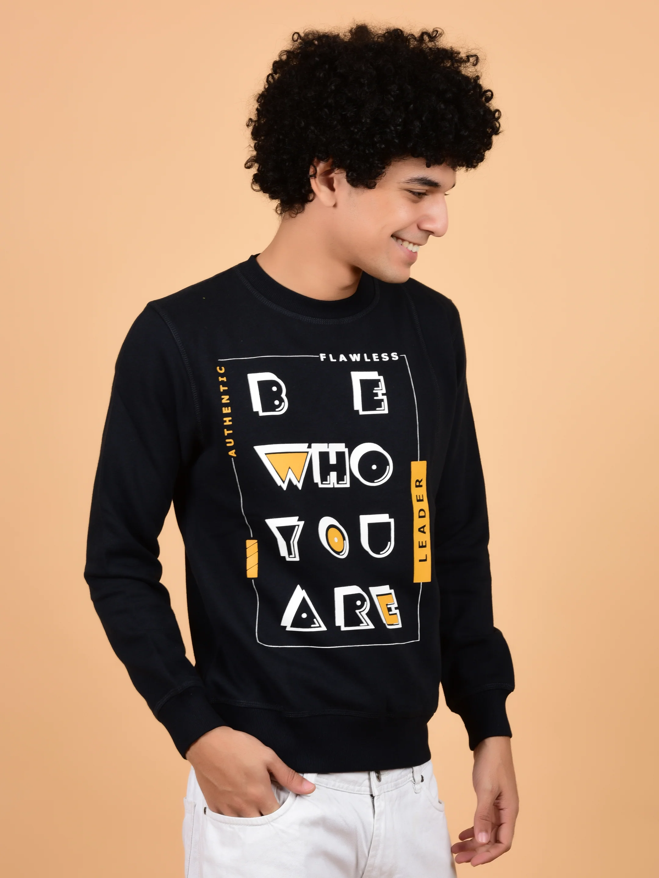 Flawless Unisex Typography Swag Black Sweatshirt - Image 4