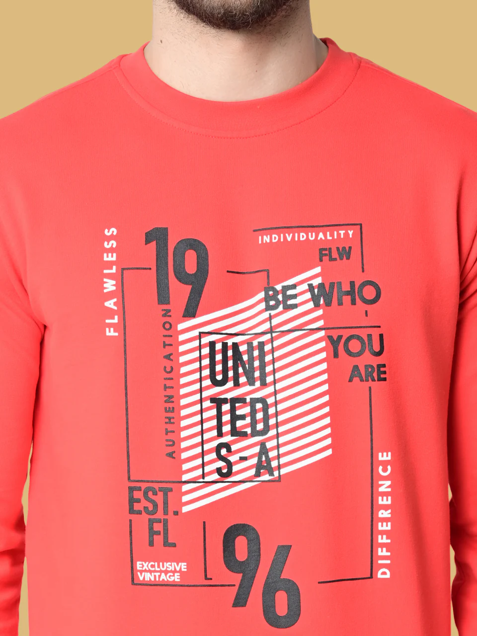 Flawless Men Red United Sociable Sweatshirt - Image 3