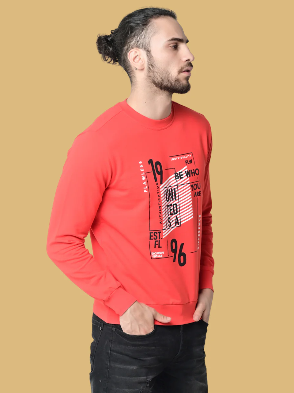 Flawless Men Red United Sociable Sweatshirt - Image 4