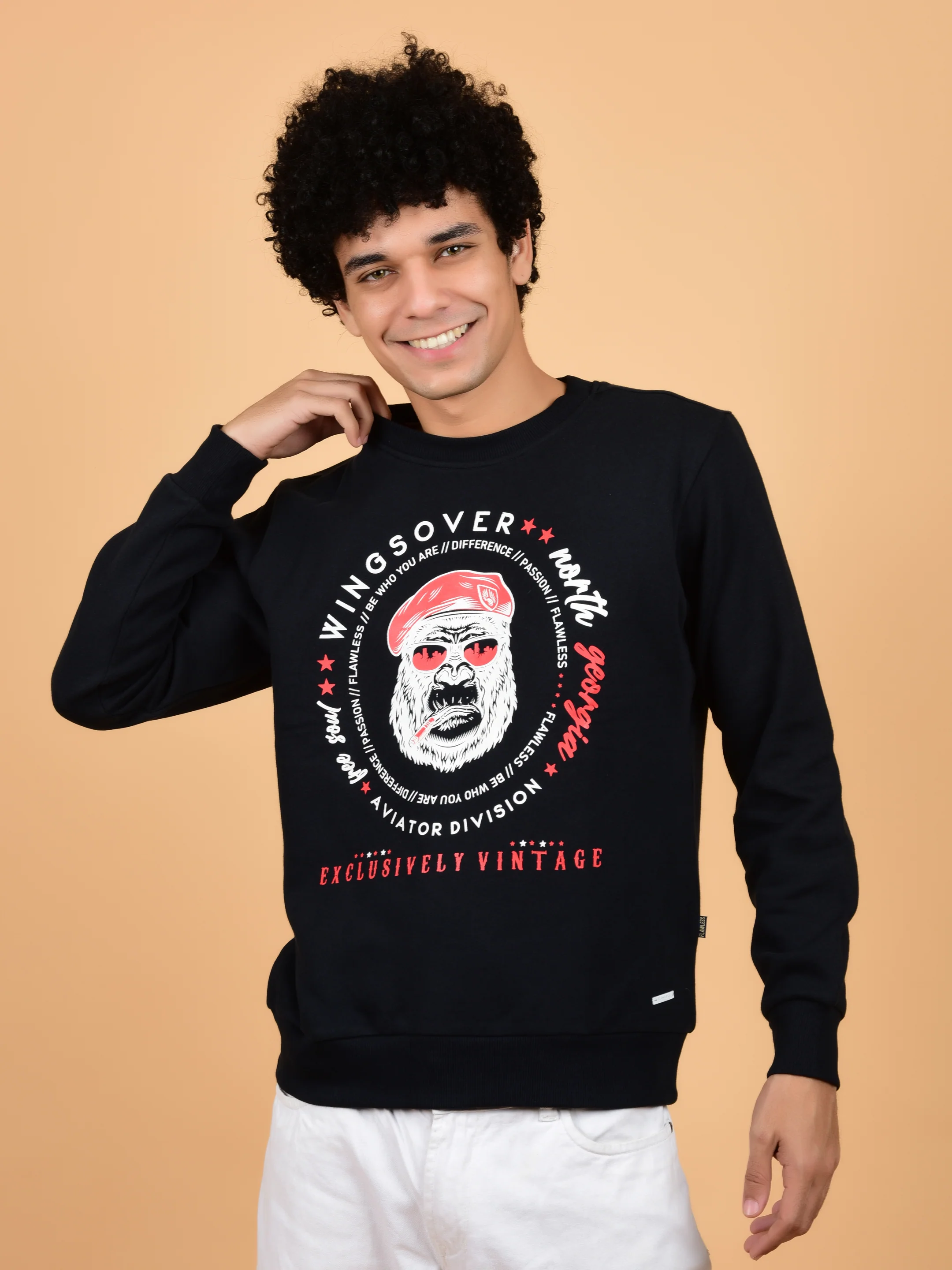 Flawless Unisex Wingsover Black Sweatshirt - Image 3