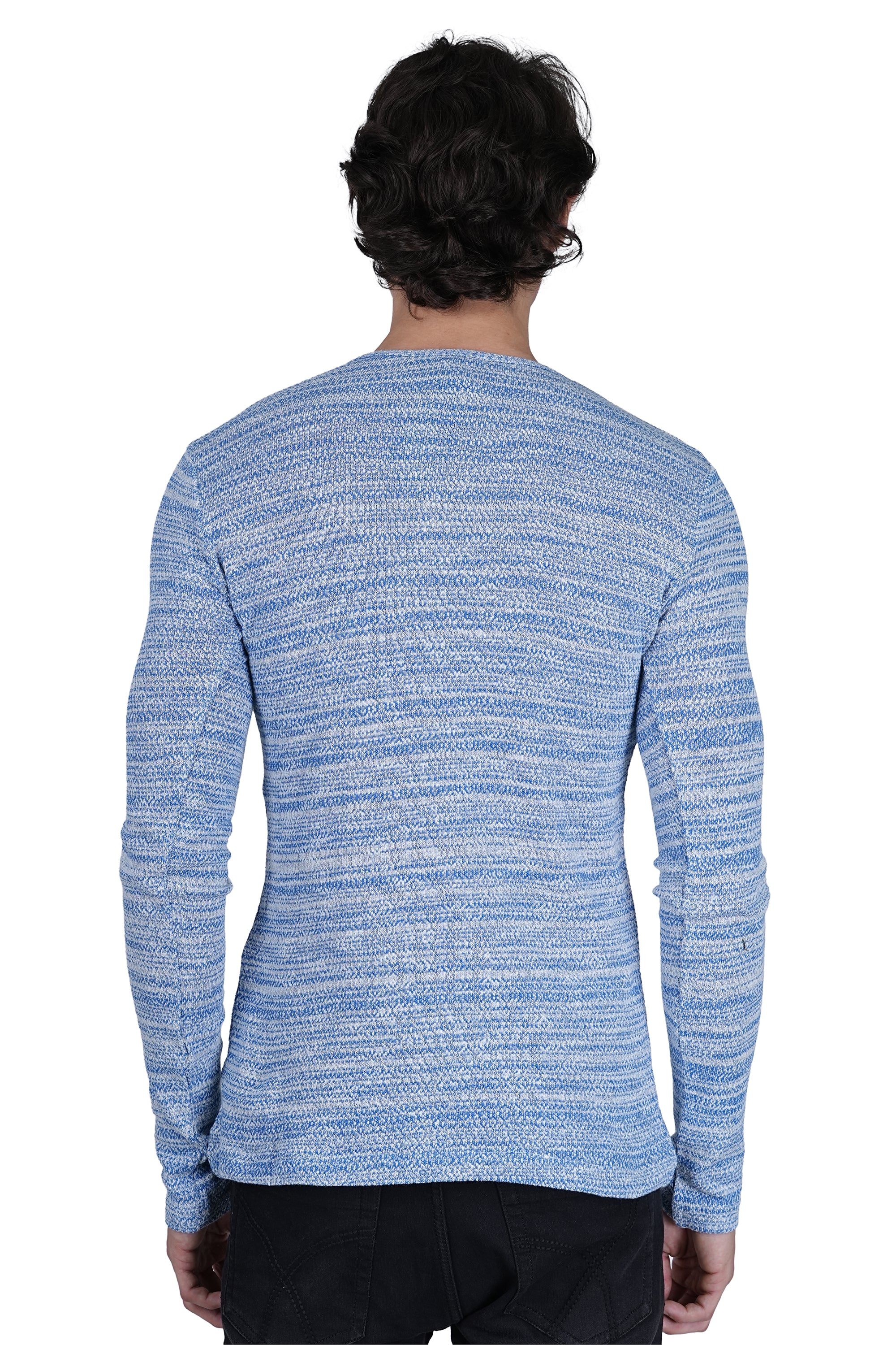 FLAWLESS MEN WINTER BLUE KNITTED T-SHIRT - Image 5