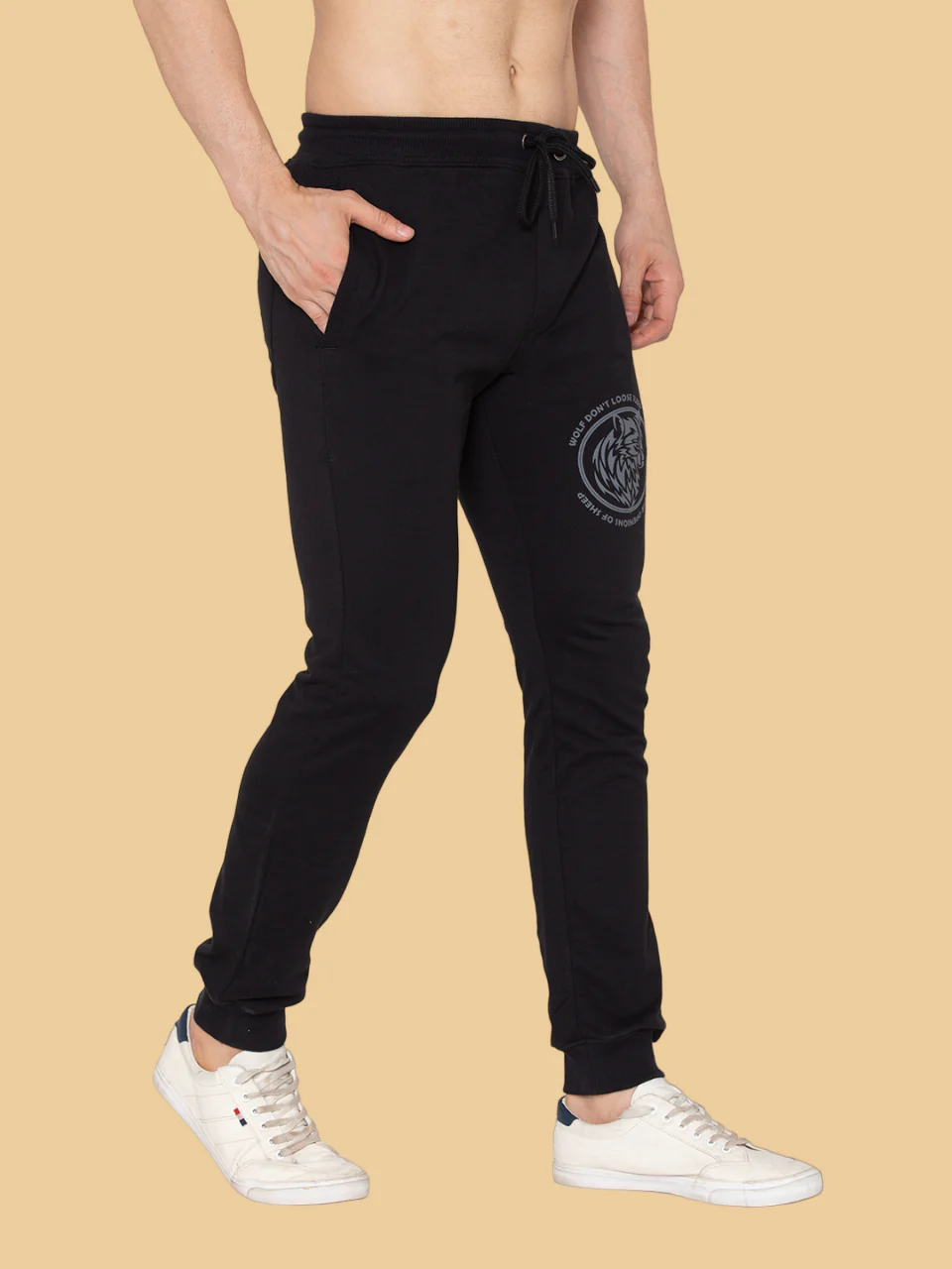 Flawless Men Black Wolf Joggers | WOLF-BLK-JOGR - Image 4
