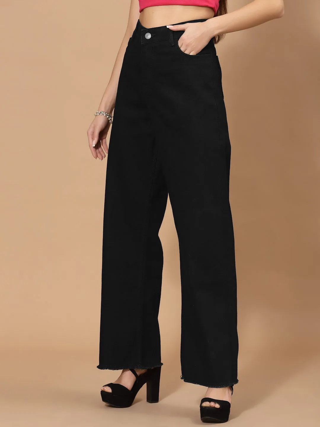 FLAWLESS WOMEN BLACK FLARED DENIMS JEANS - Image 3