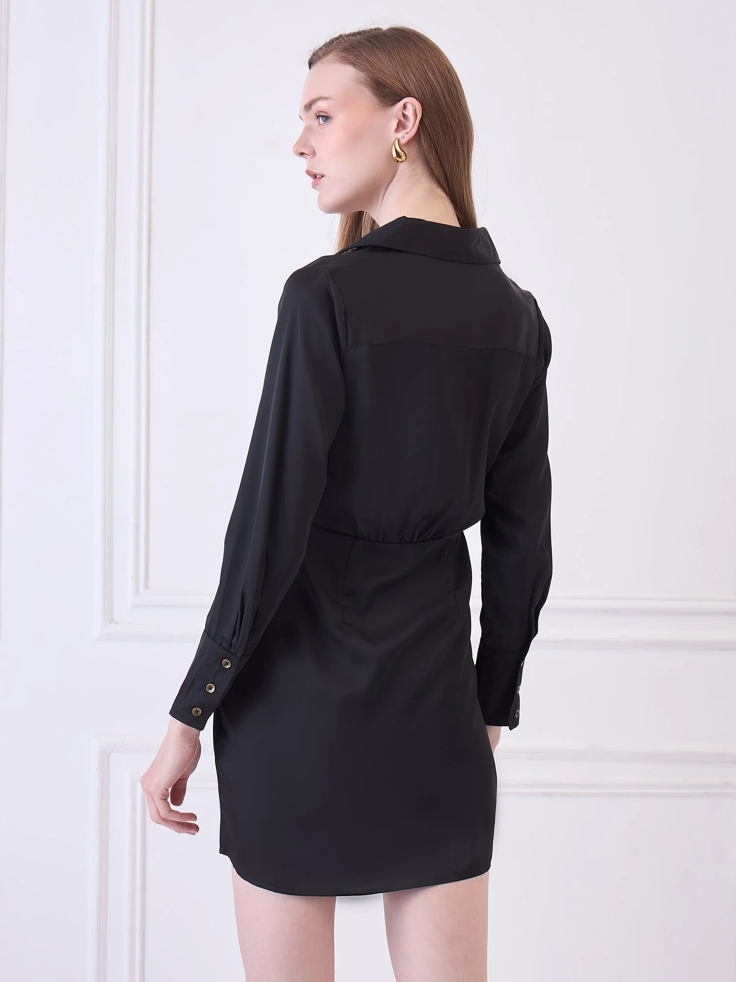 WOMEN BLACK SHIRT DRESS - Image 4