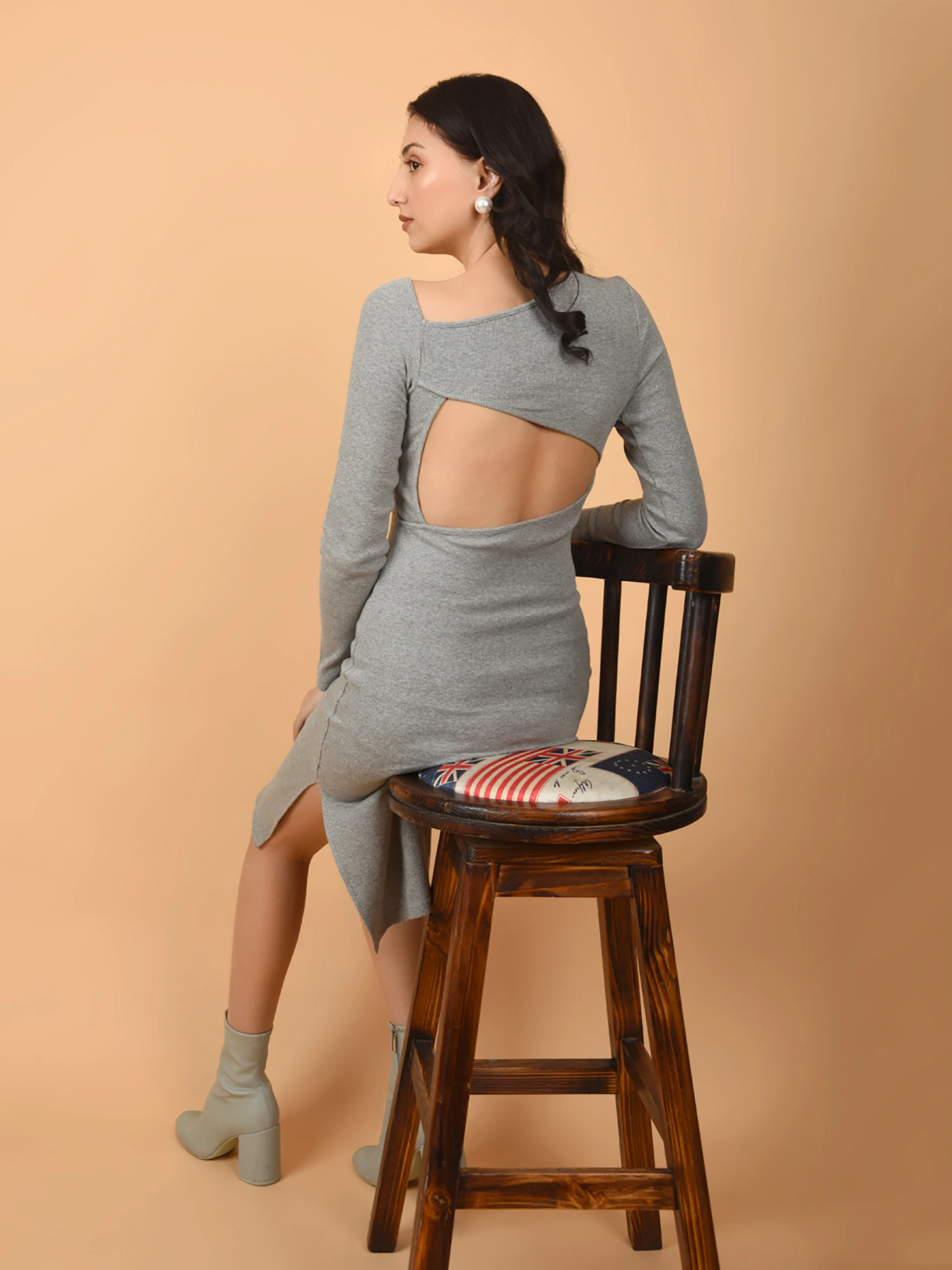 Flawless Letest Women Cut-Out & Side Slit Grey Dress | COVERUP - Image 6
